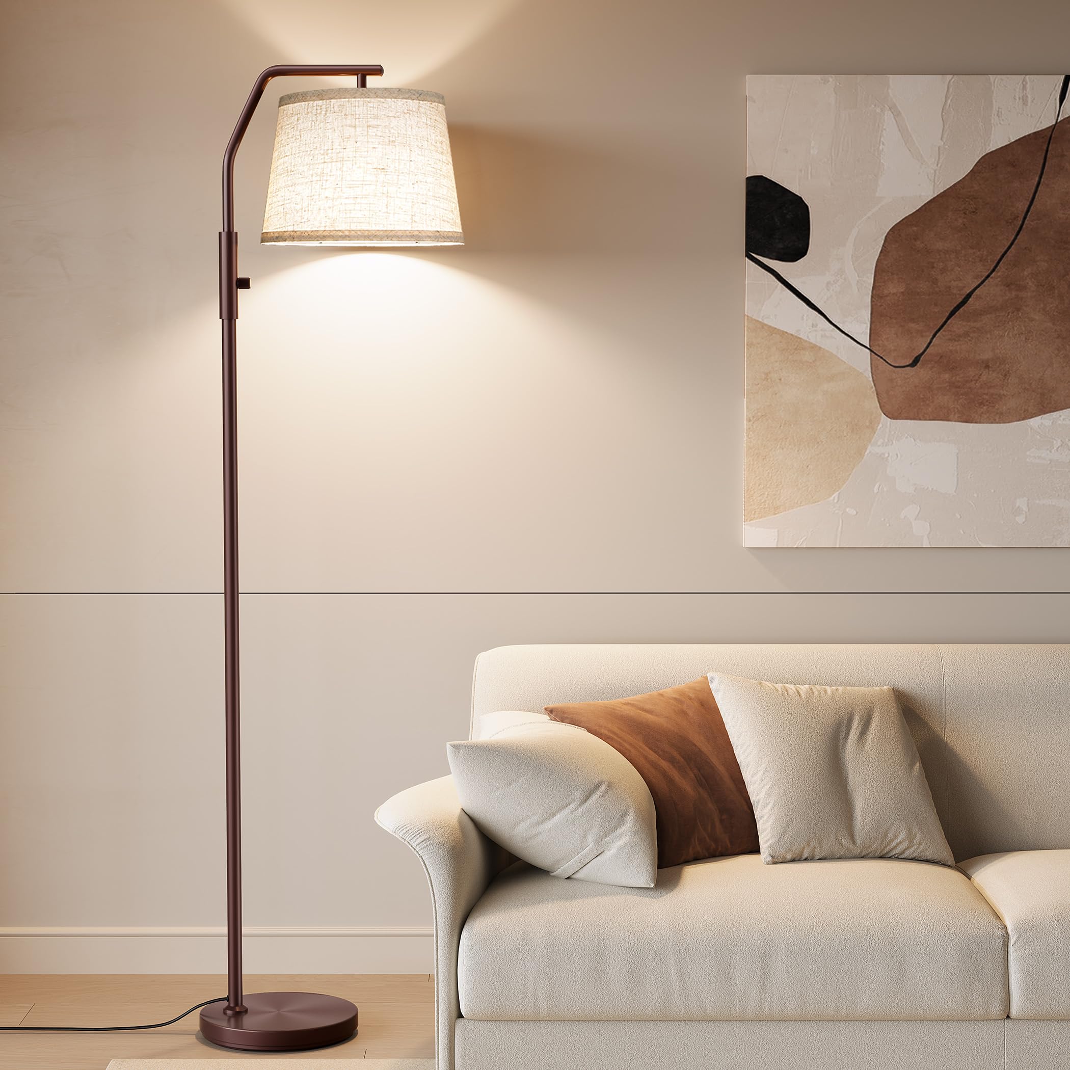 Sunmory Floor Lamps For Living Room, 9W Bulb Included, Lamp For Bedroom With Adjust Head, Standing Lamp With Rotary Switch, 0-10