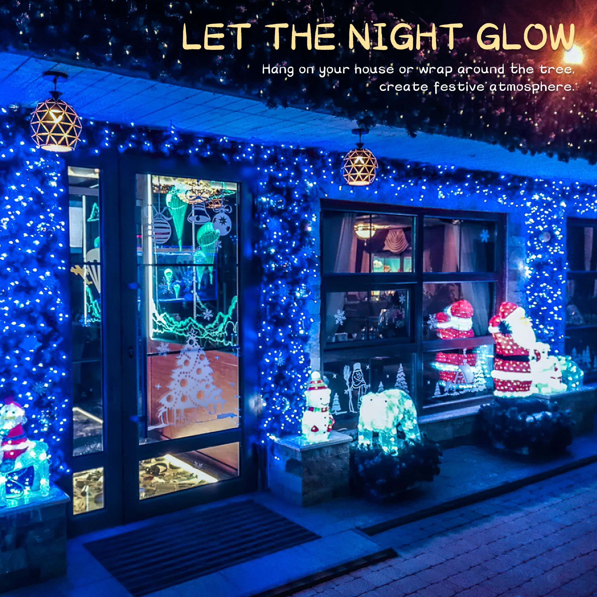 Woohaha Christmas Lights, 50-count Mini String Lights, 2 Pack, 13FT, UL Certified, Copper Wire, Blue, Indoor/Outdoor Decor