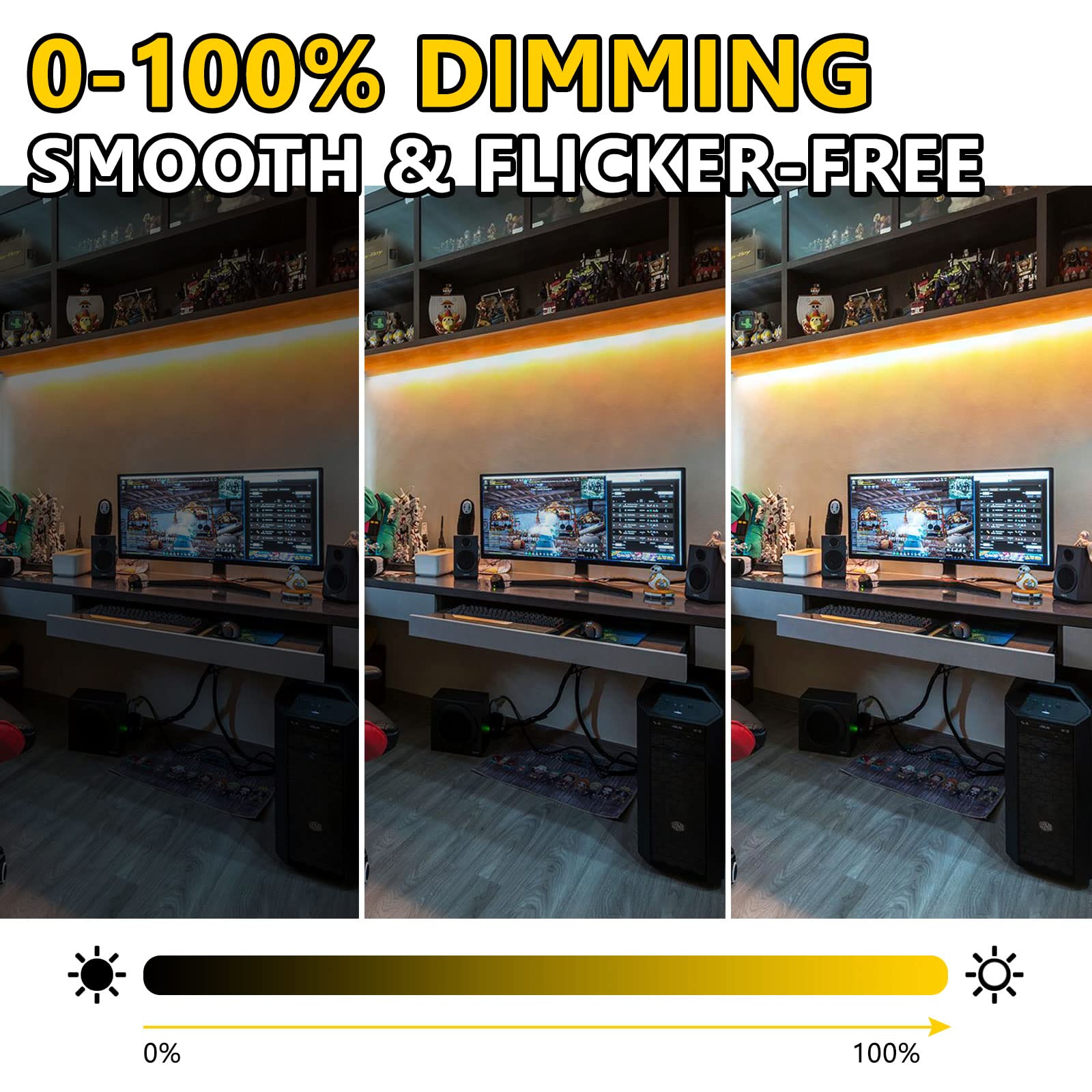 Emitever Cob Led Strip Lights Warm White, 24V 2700K Tape Light Premium High Density, 300+Lumens/Ft, 2400Leds/Spool, Ra 90+, 16.4