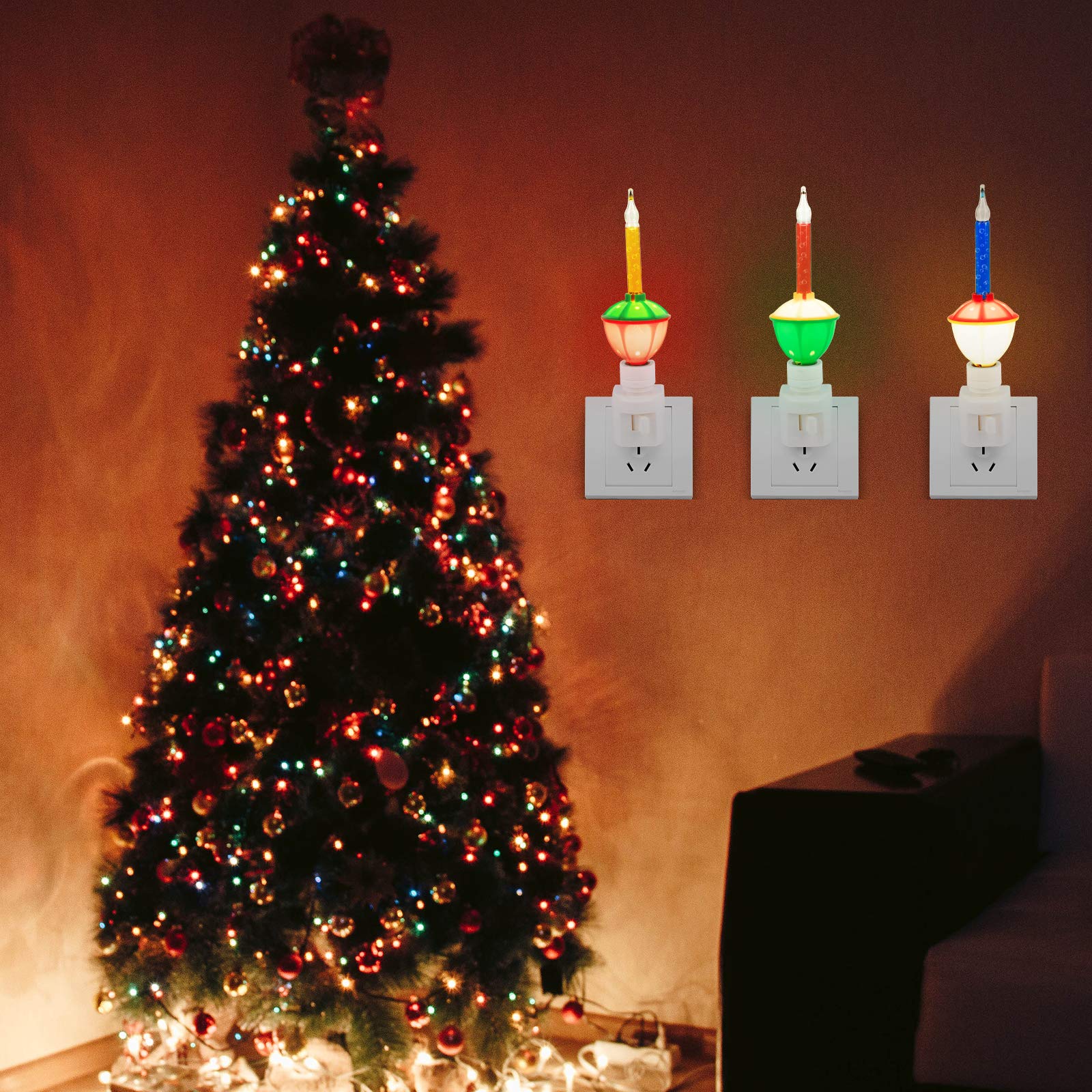 6 Pack Bubble Night Light With Classic Swivel Plug Vintage Christmas Lights Old Fashion Christmas Lights Decoration