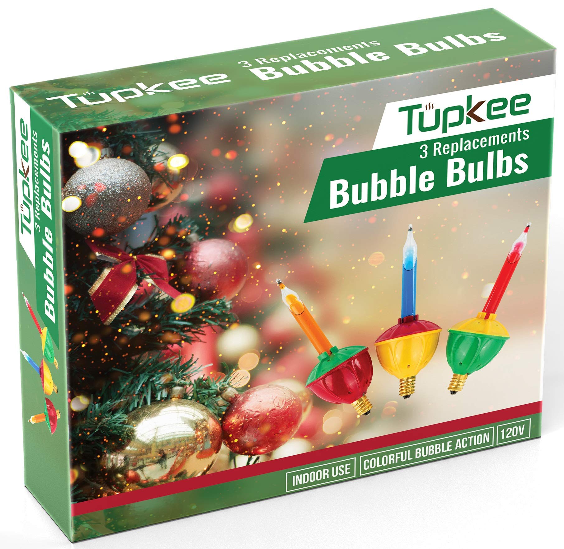 Tupkee Christmas Replacement Bubble Lights – 3 Multi-Color Light Bulbs - Christmas Tree Holiday Decor