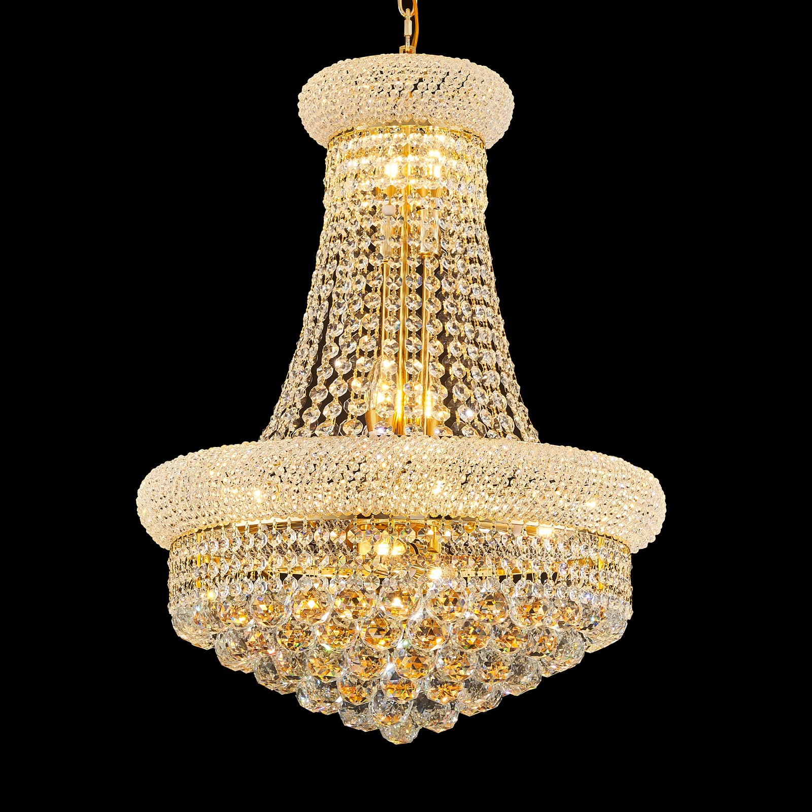 Homeooze 12 - Light Unique Empire Crystal Chandelier For Foyer Entryway Living Room Dining Room Bedroom Entryway Gold Finish