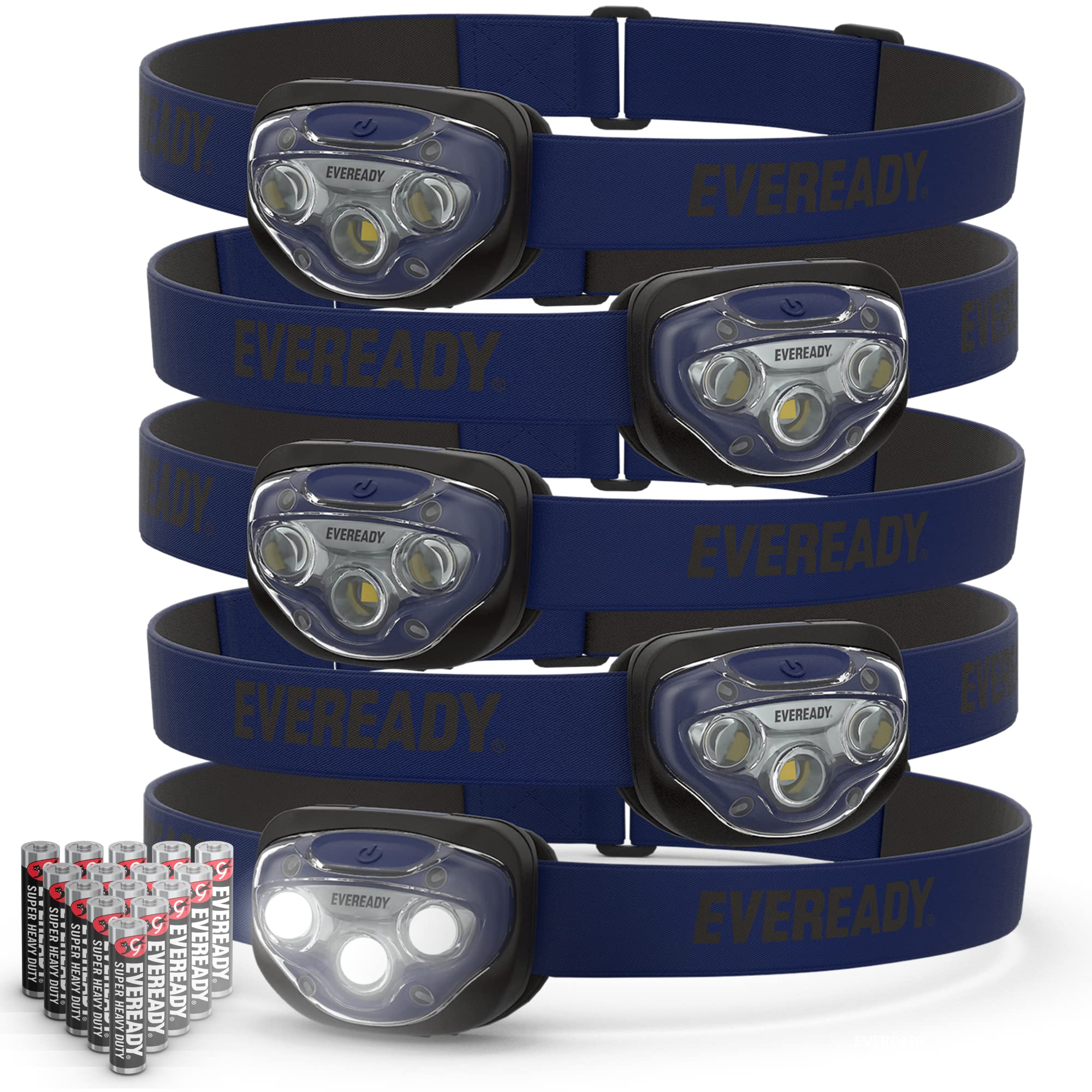 Eveready Pro200 Led Headlamps 5-Pack, Ipx4 Water Resistant, Bright Lights For Camping & Hiking