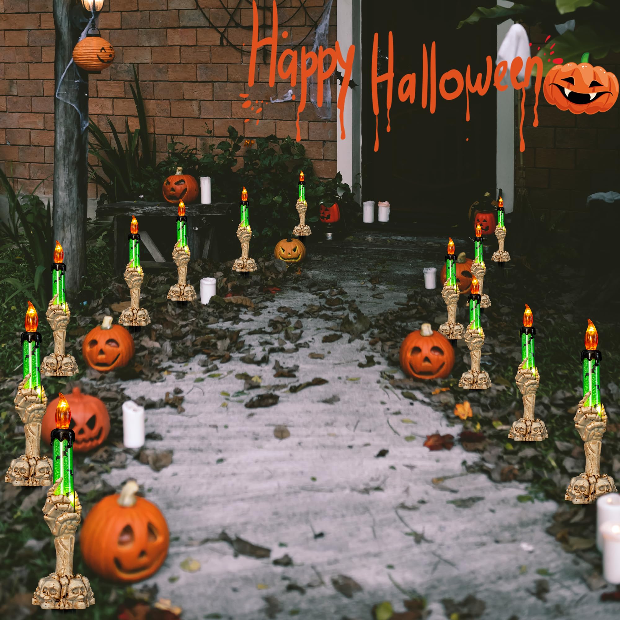 Lusharbor Halloween Decorations, 5 Pack Halloween Solar Skeleton Candles Waterproof Ghost Hands Solar Garden Lights, Halloween S