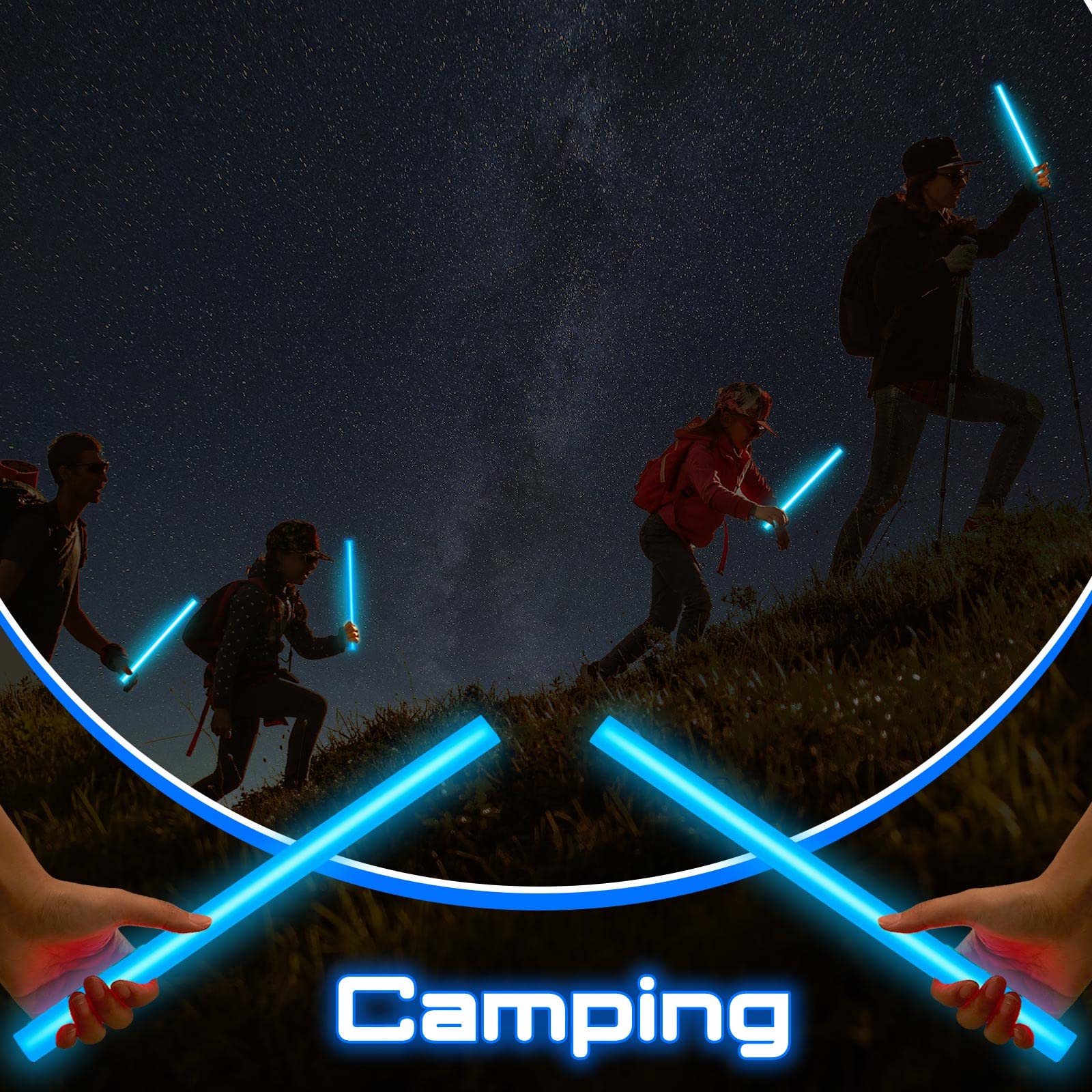 Lewtemi 10 Pcs 14 Inch Blue Glow Sticks - Jumbo Emergency Light Sticks for Camping & Survival Kits