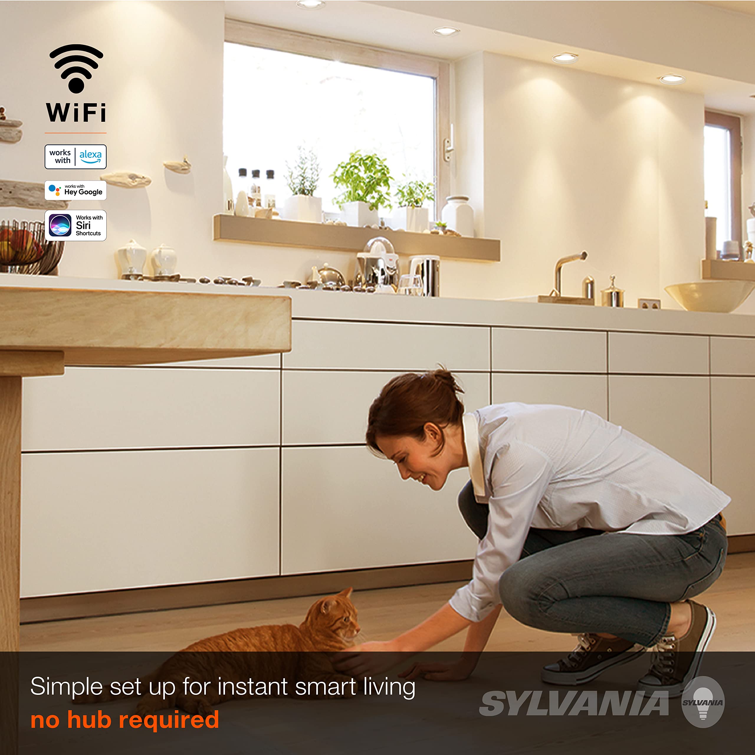 LEDVANCE Sylvania WiFi LED Smart BR30 Light Bulb - 9W, Tunable White 2700K-6500K, Energy Star, Frosted, 1 Pack,