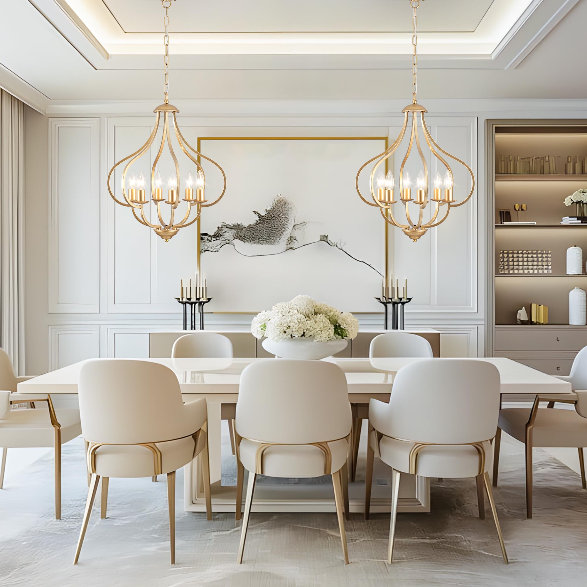 Yarlkav 6 Lights Vintage Farmhouse Light Fixtures  Pendant Lights Kitchen Island Lighting  Modern Kitchen Light Fixtures Over Table Gold Chandelier For Dining Room Hallway Entryway Bedroom Foyer
