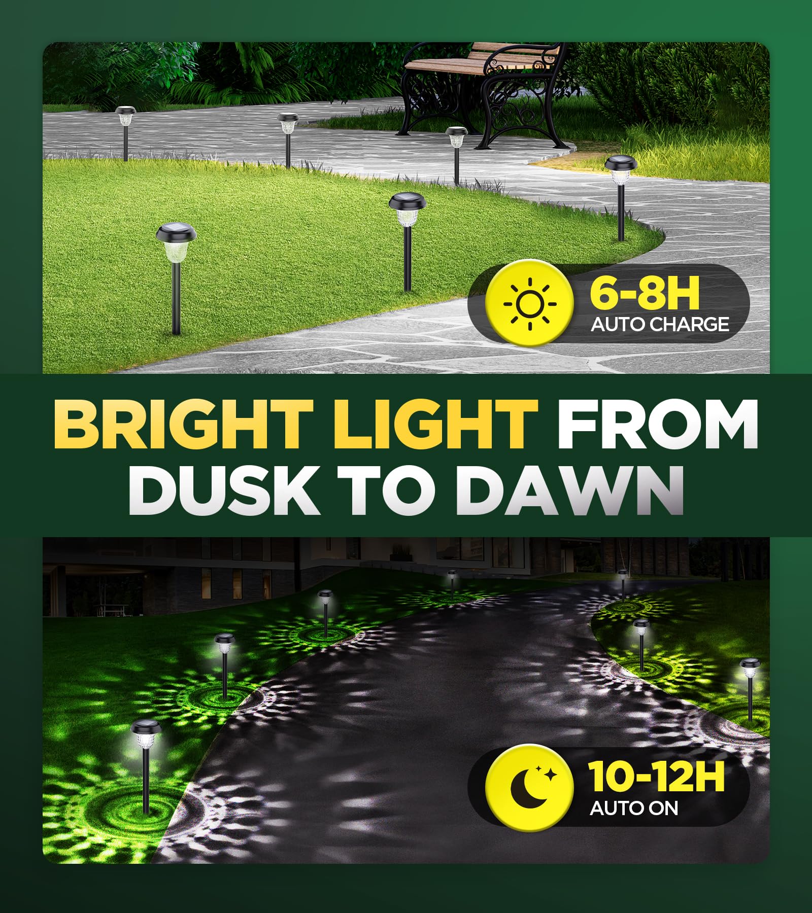 10 Pack Ultra Bright Solar Lights Outdoor Waterproof, From Dusk To Dawn Up To 12H Solar Lights For Outside, Auto On/Off Solar Po