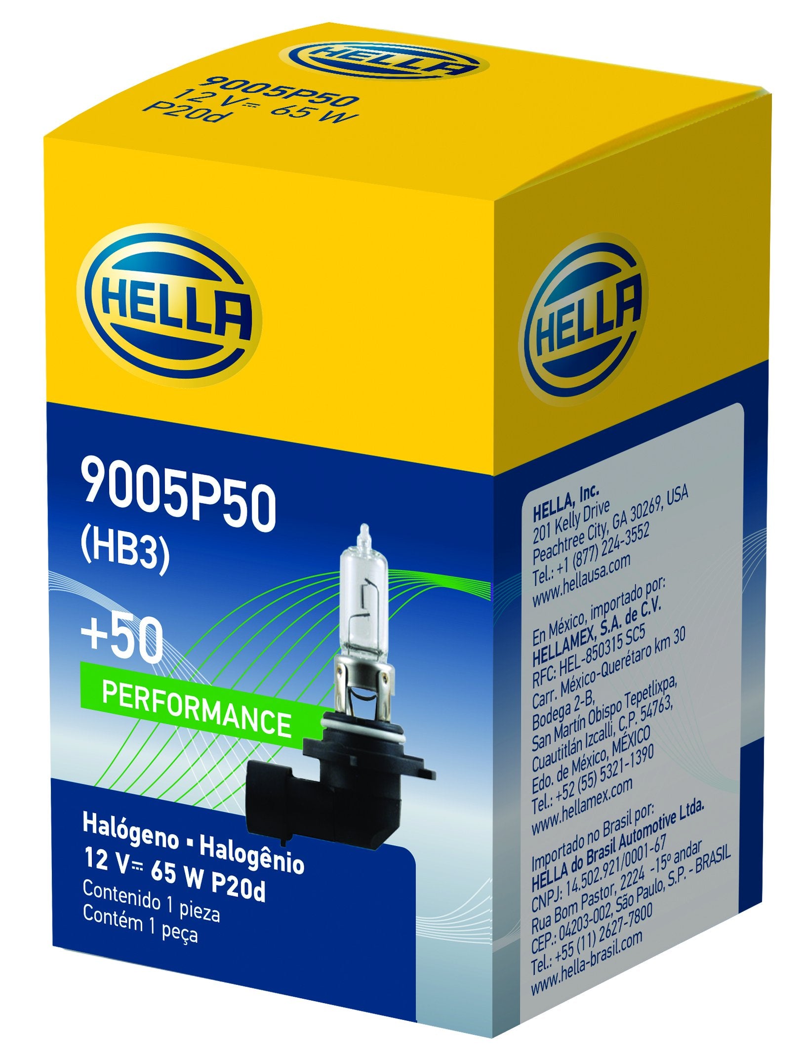Hella 9005P50 Performance Bulb, 12V 65W, +50% Brightness, Multi Color