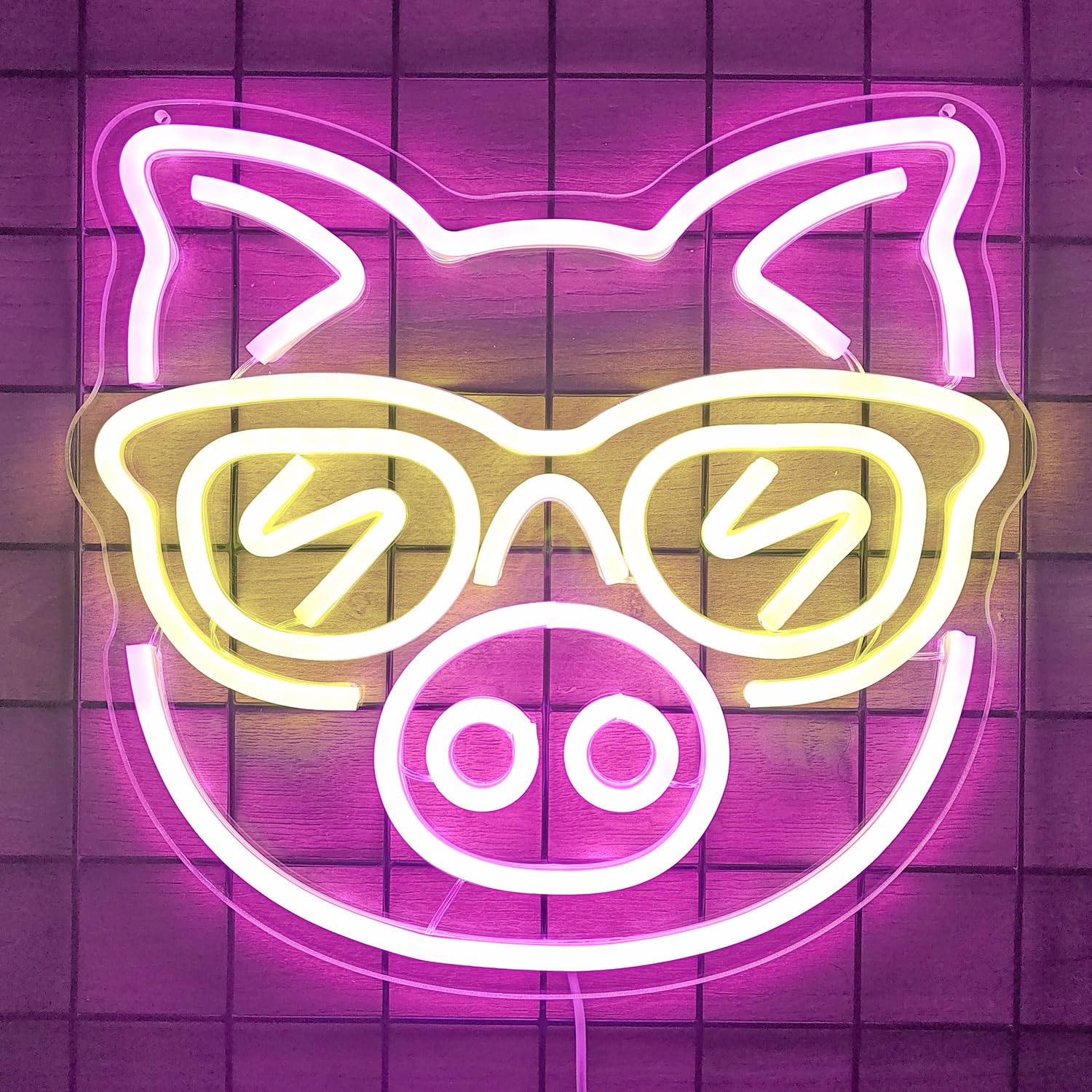 CinsYarn Neon Led Sign - Cute Pig Design for Wall Decor - Acrylic - Colorful - Perfect for Bedroom, Kids Room, Bar, Club, Party