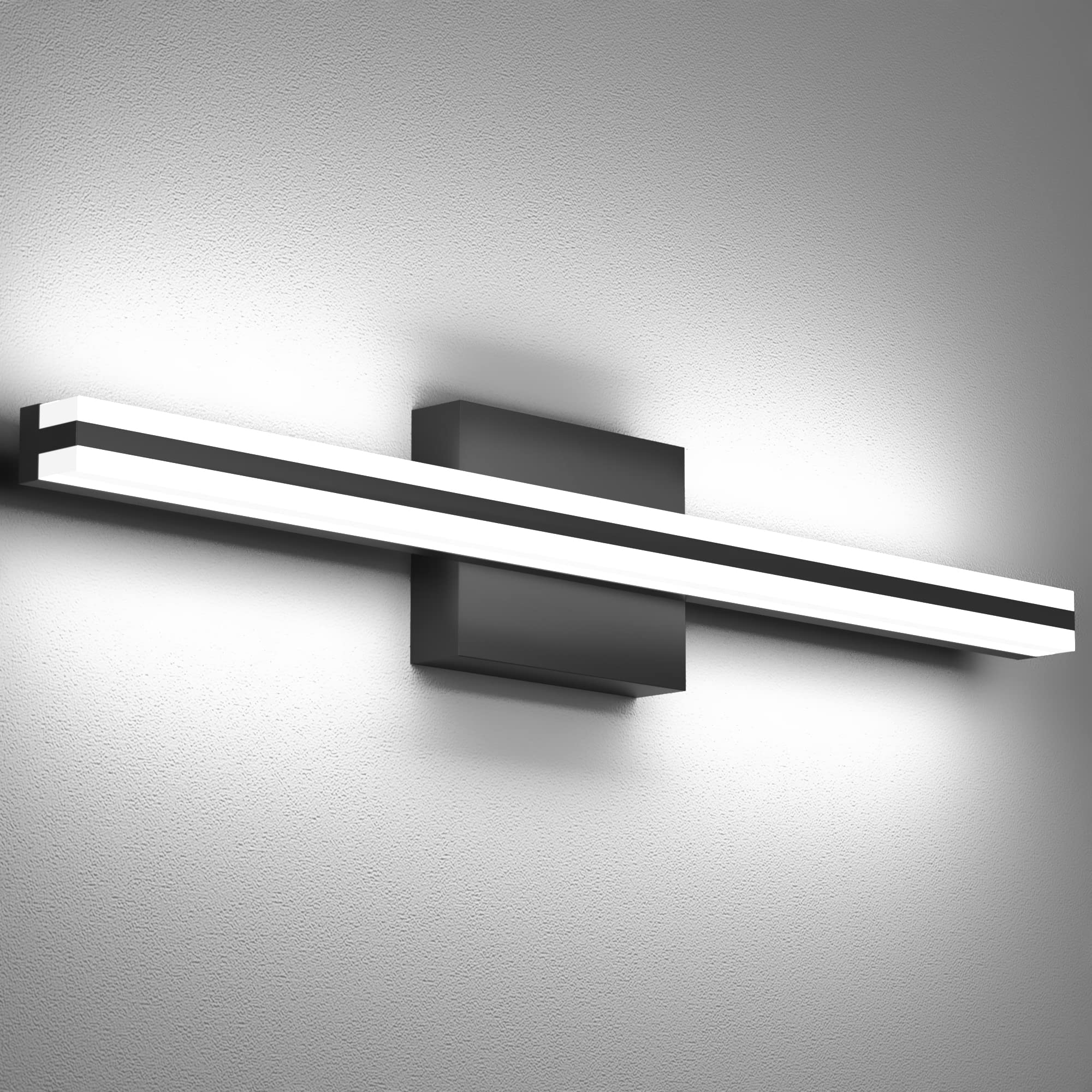 SOLFART Bathroom Light Fixture, 24 Inch Black LED Vanity Light, Aluminum, Model S8200-610mm-BK-ND, Modern Design, 6000K