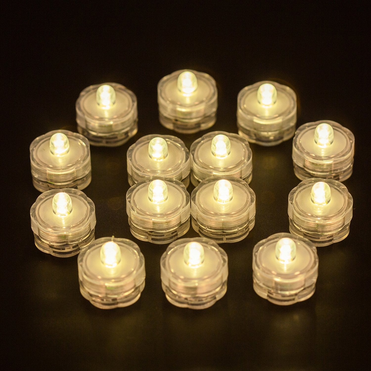 Wellgium Submersible Led Tea Lights, Waterproof Warm White Candles, Set Of 24 For Events