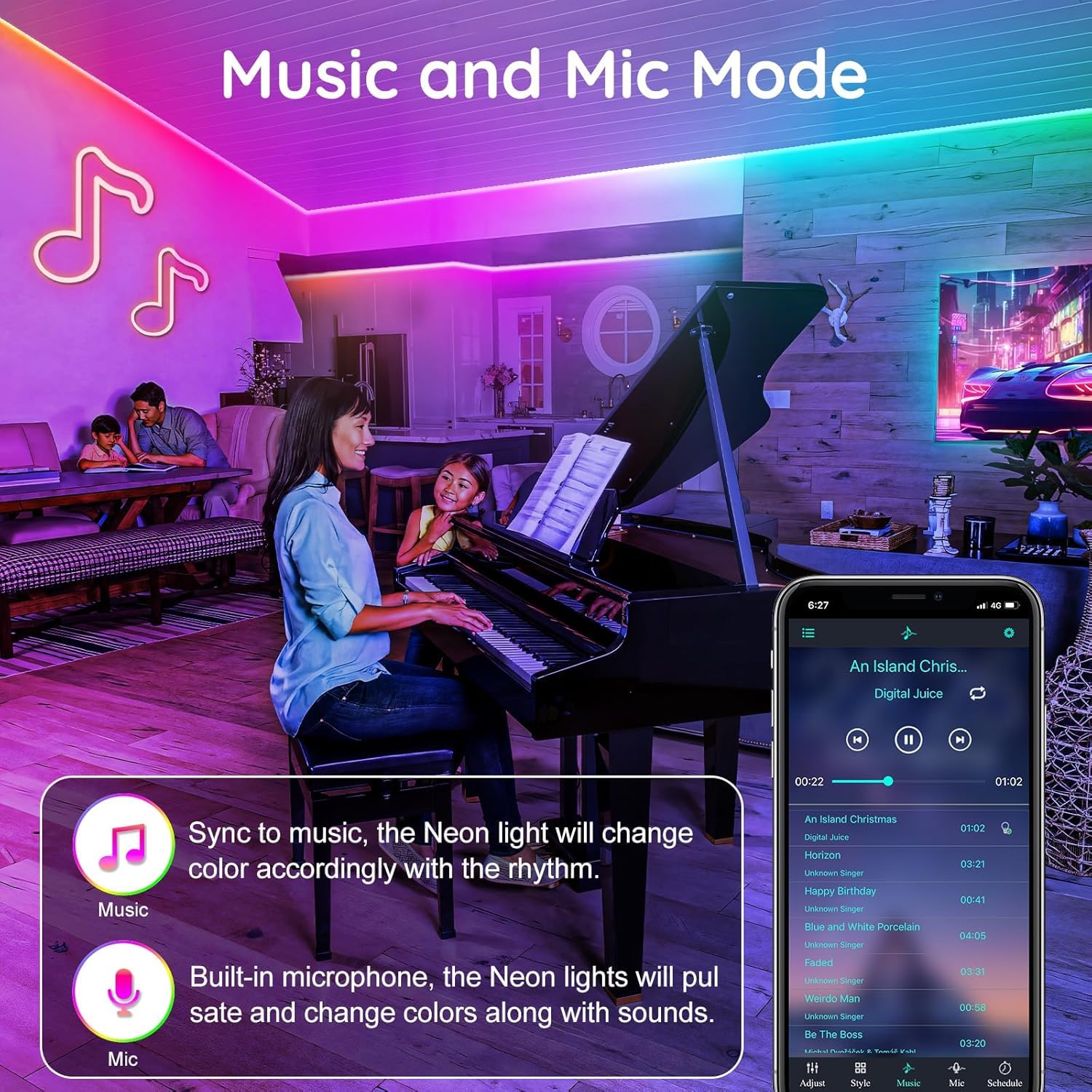 100Ftneon Rope Lights Flexible Led Rope Lights Control With App/Remote Multiple Modes Rope Lights Ip65 Outdoor Rgb Led Neons Light Waterproof