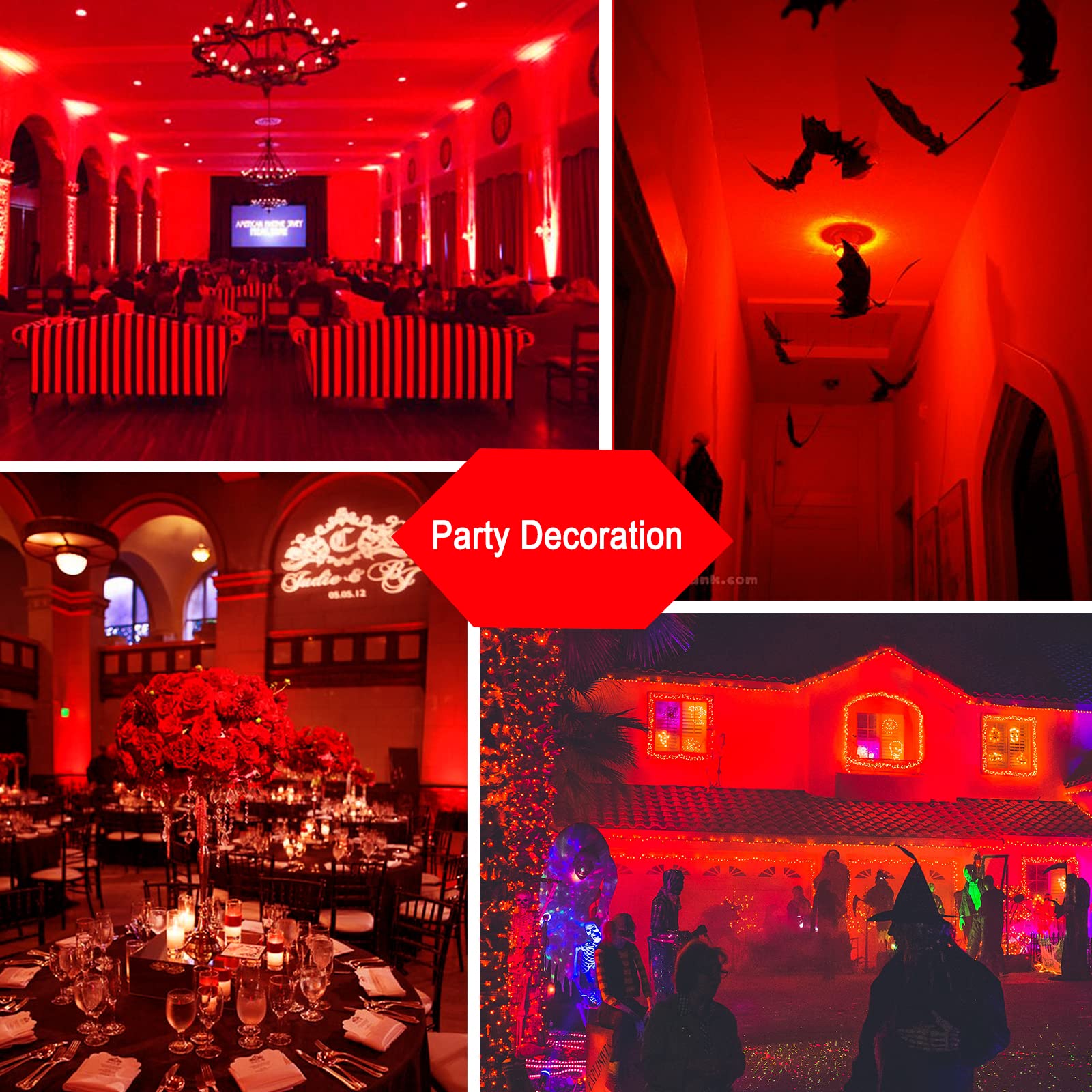 U4Glory 9W Red Led Light Bulb, A19 E26 Base, 4 Pack - Ideal For Indoor/Outdoor