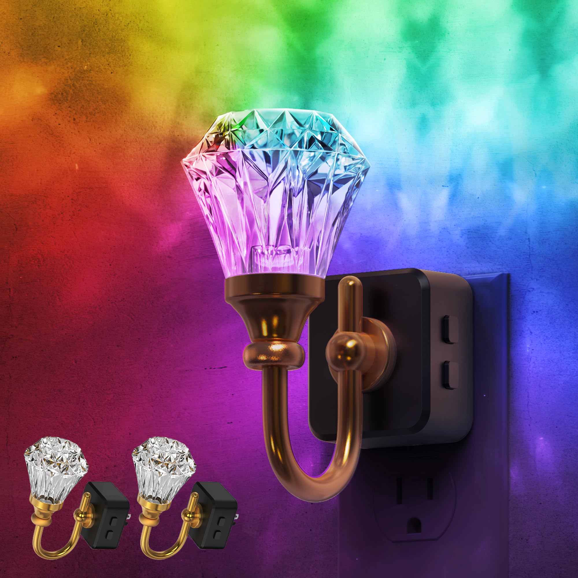 L Lohas Led Night Lights Plug Into Wall - 2 Pack 10-Color Changing Rgb Floral Night Lights With Auto Sensor, 3 Brightness Levels