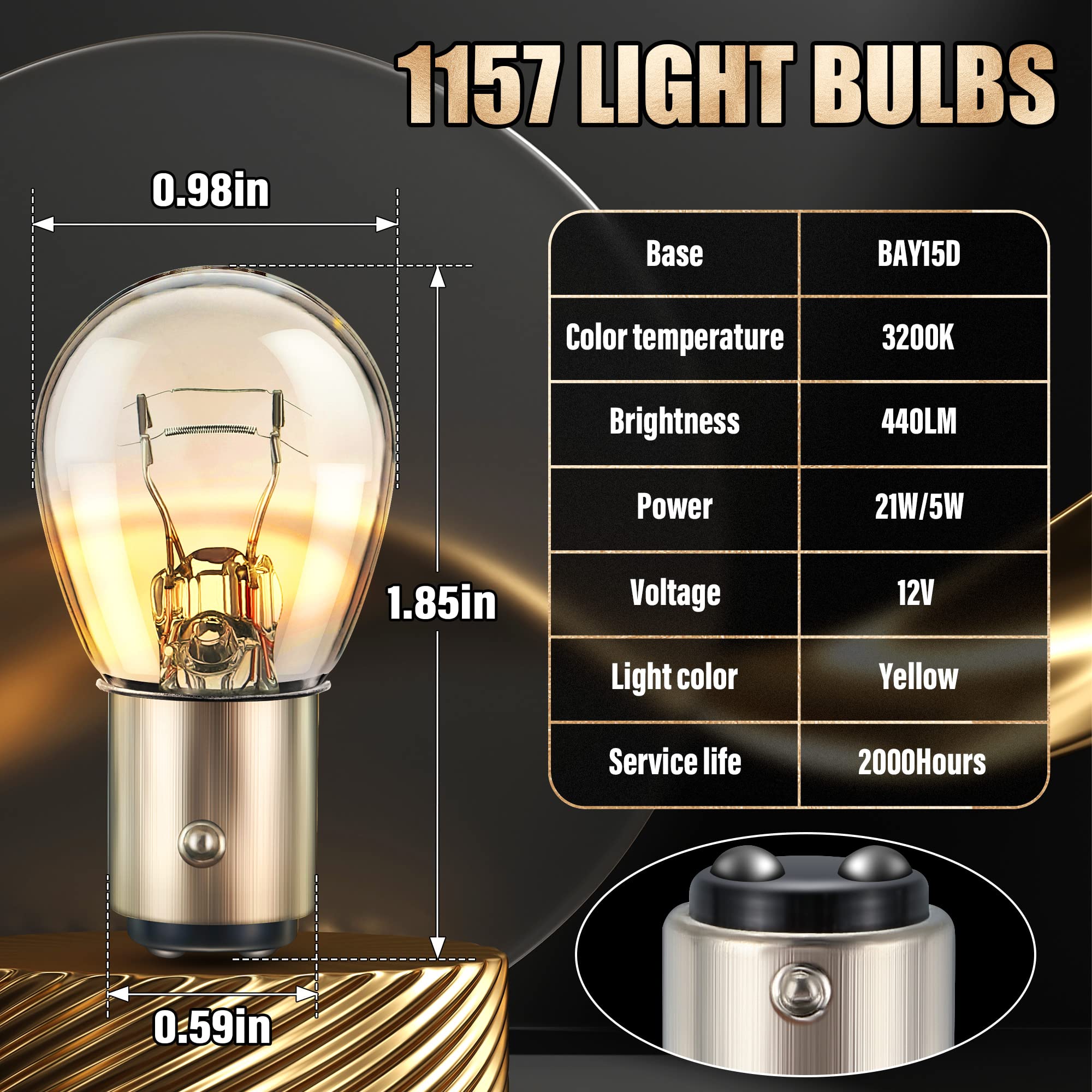 Meonum 1157 Brake Light Bulbs - 10 Pack, Turn Signal Replacement, 0.98in x 1.85in, Compatible with 2057 2357 752