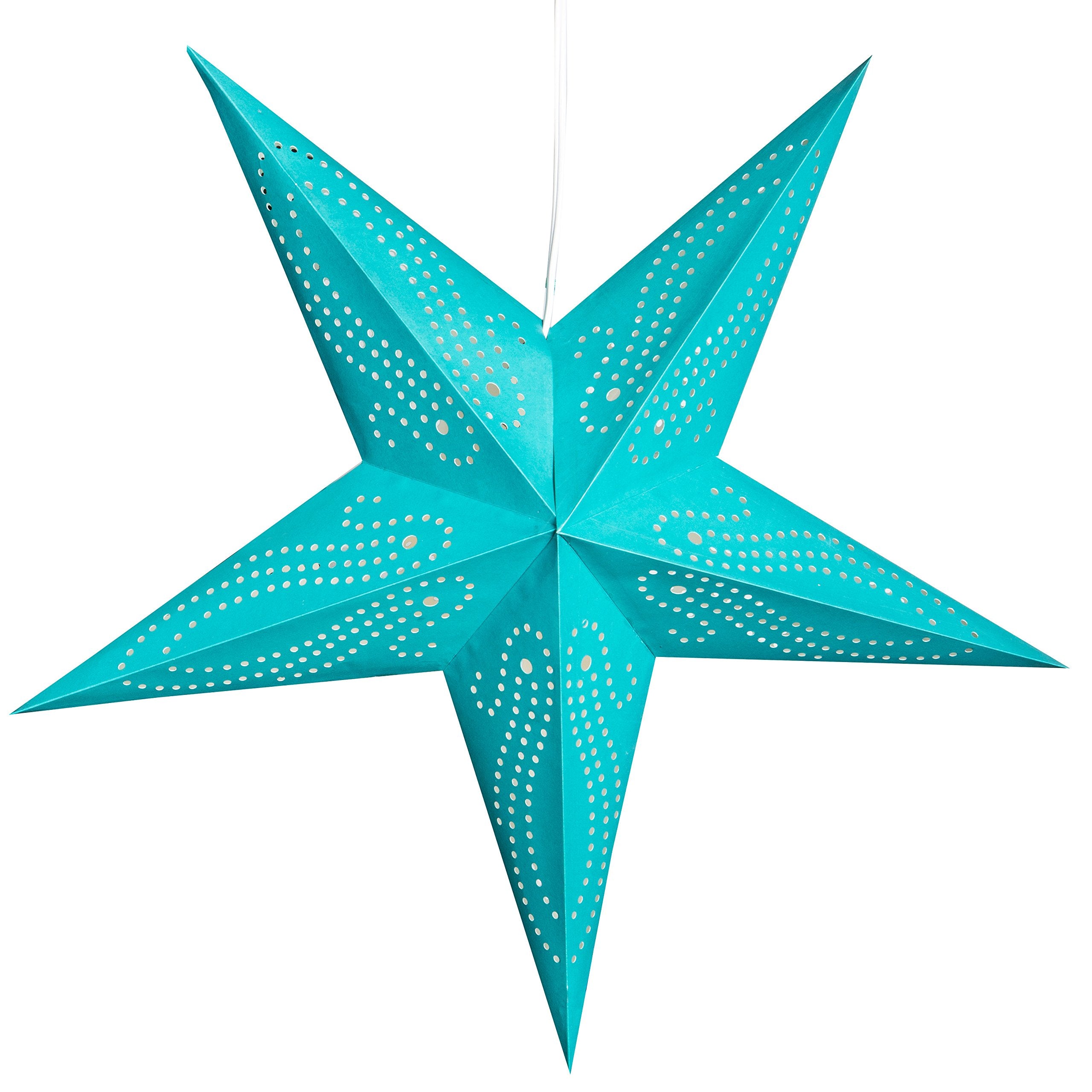 Caribbean Teal Paper Star Lantern With 12 Foot Power Cord Included