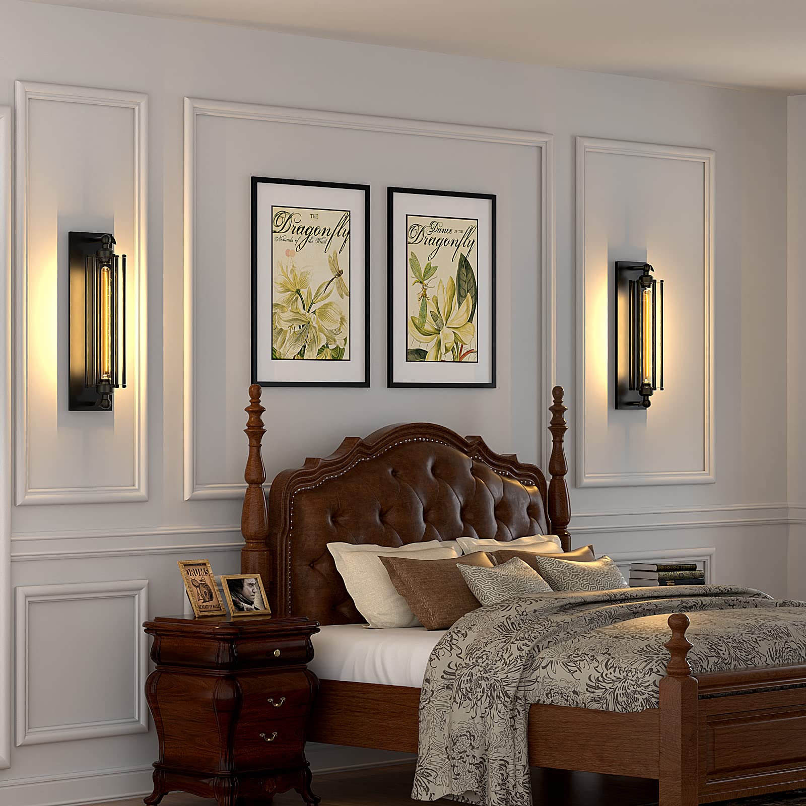 Licperron Industrial Black Wall Sconces, Antique Metal Light Fixtures, E26/E27, UL Approved, 2 Pack