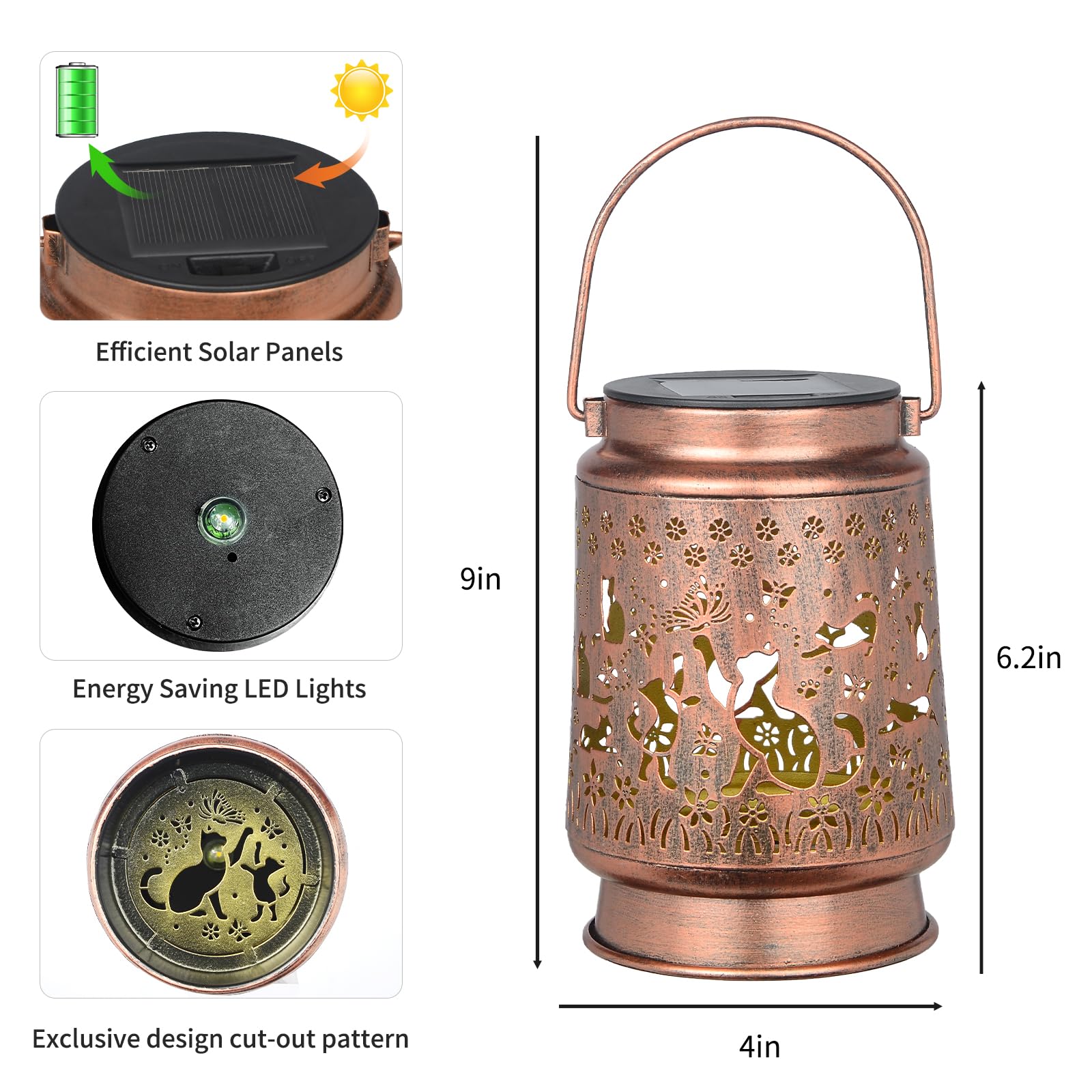 ShangTianFeng Cat Solar Light Lanterns - Waterproof Hanging Mason Jar Decor for Garden, Outdoor, Patio - Lovers Cat, Large