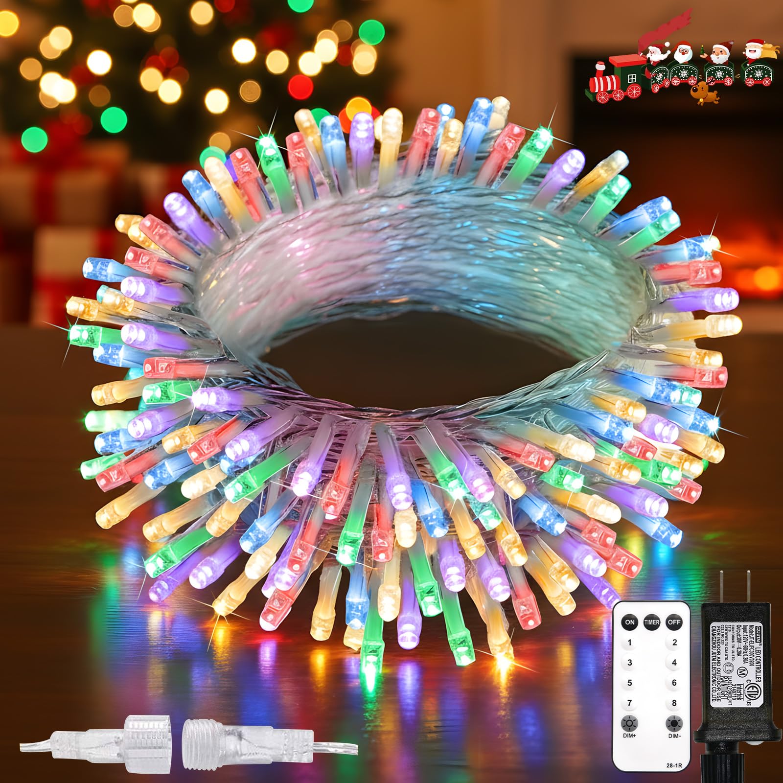 Suddus Connectable Christmas Lights With Remote  Multicolor String Lights With Timer  33Ft 100 Led Fairy Lights Plug In For Xmas Tree  Bedroom  Yard  Garden  Party  Indoor  Outdoor Decorations