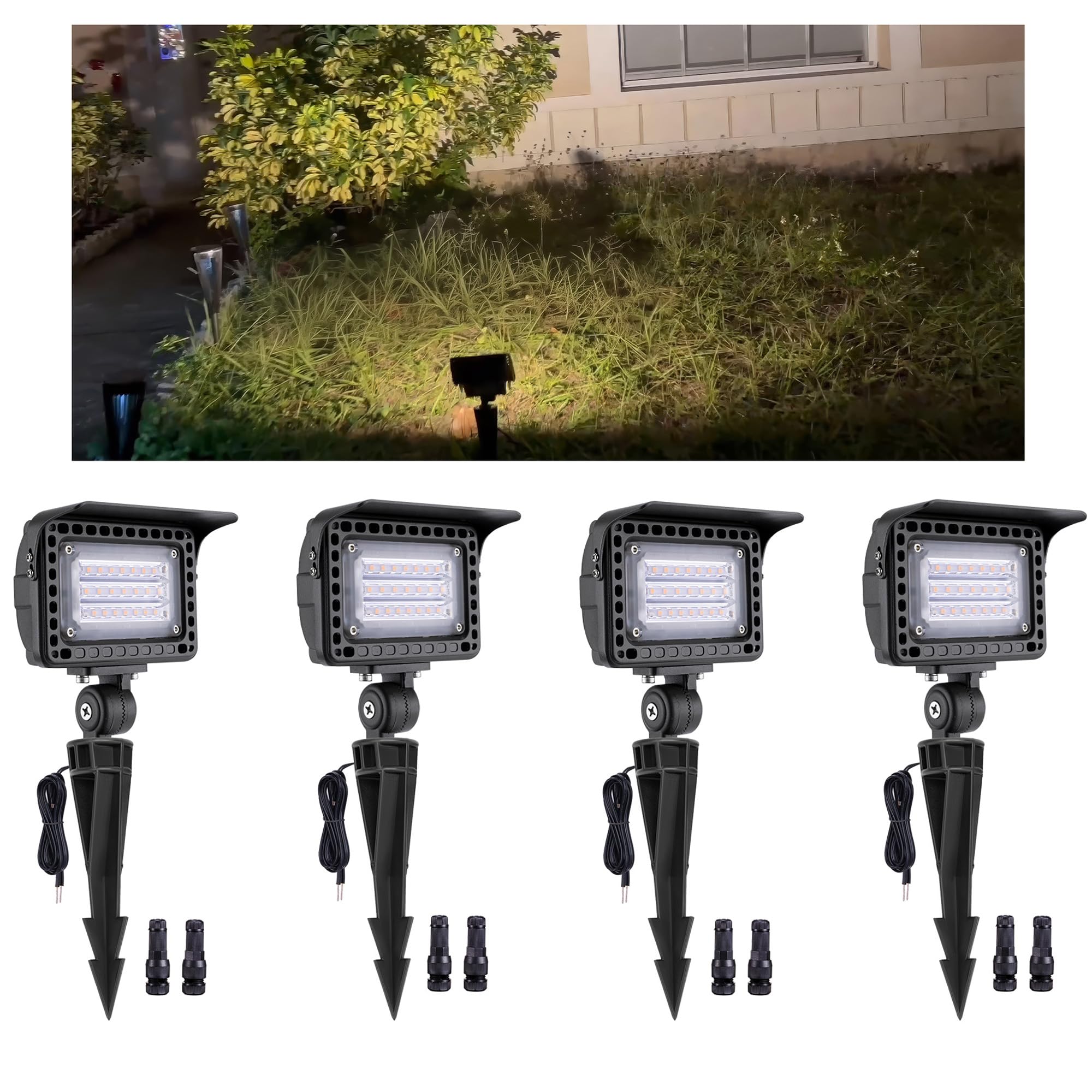 Gardenreet Low Voltage Flood Lights - 12W LED Wall Wash Landscape Lights, Outdoor 12V Hardwired Waterproof Aluminum, Warm White 