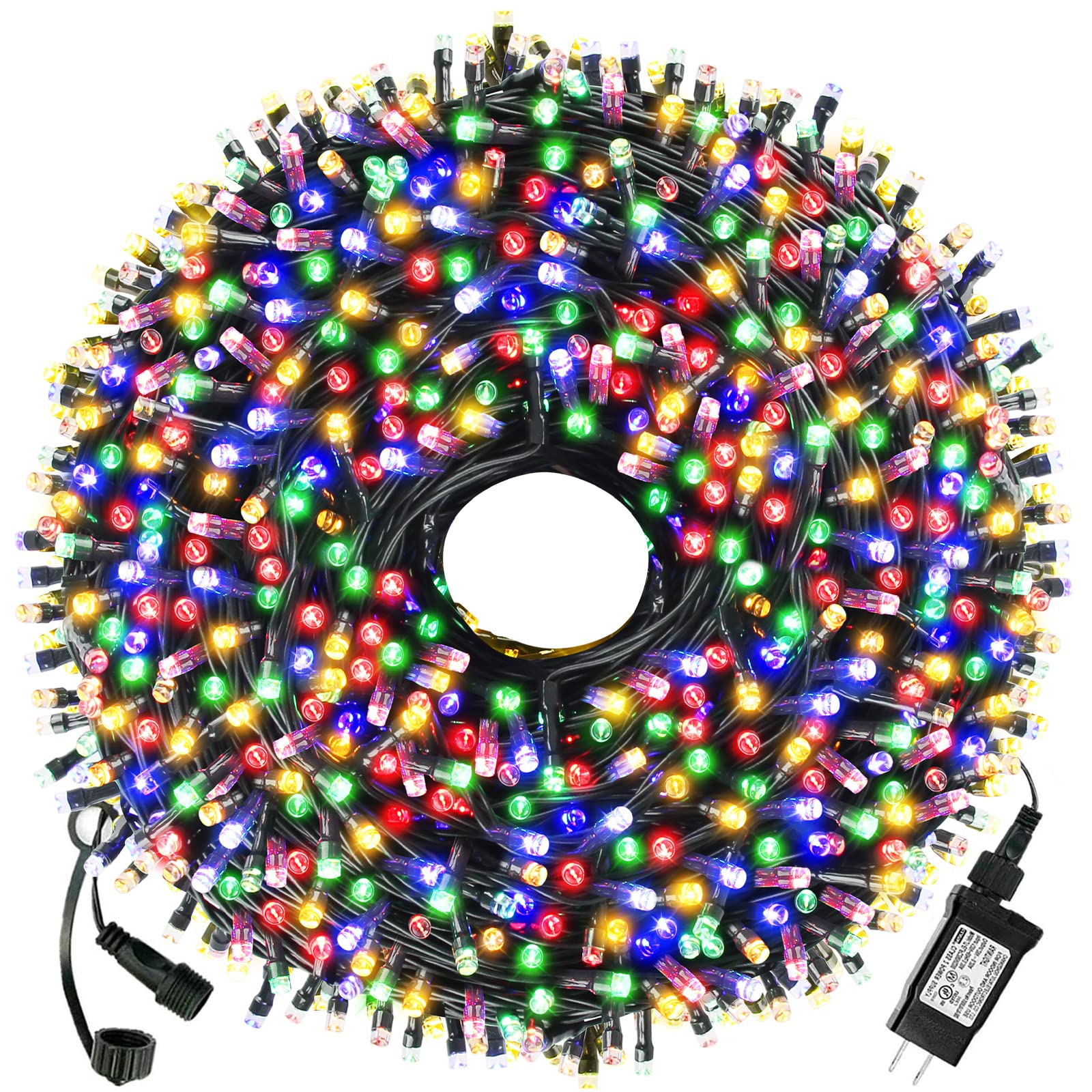VTECHOLOGY 300 LED Christmas String Lights, Multicolor, Indoor/Outdoor, 8 Modes, UL Certified, Model QL300IE