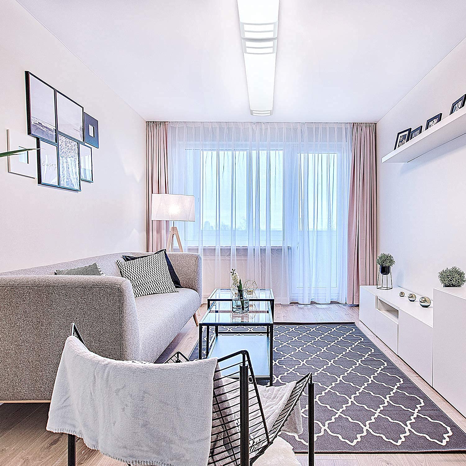 ANTLUX LED Flush Mount Linear Light Fixtures, 40W 4500lm, 4FT, Aluminum, 4000K, 2 Pack