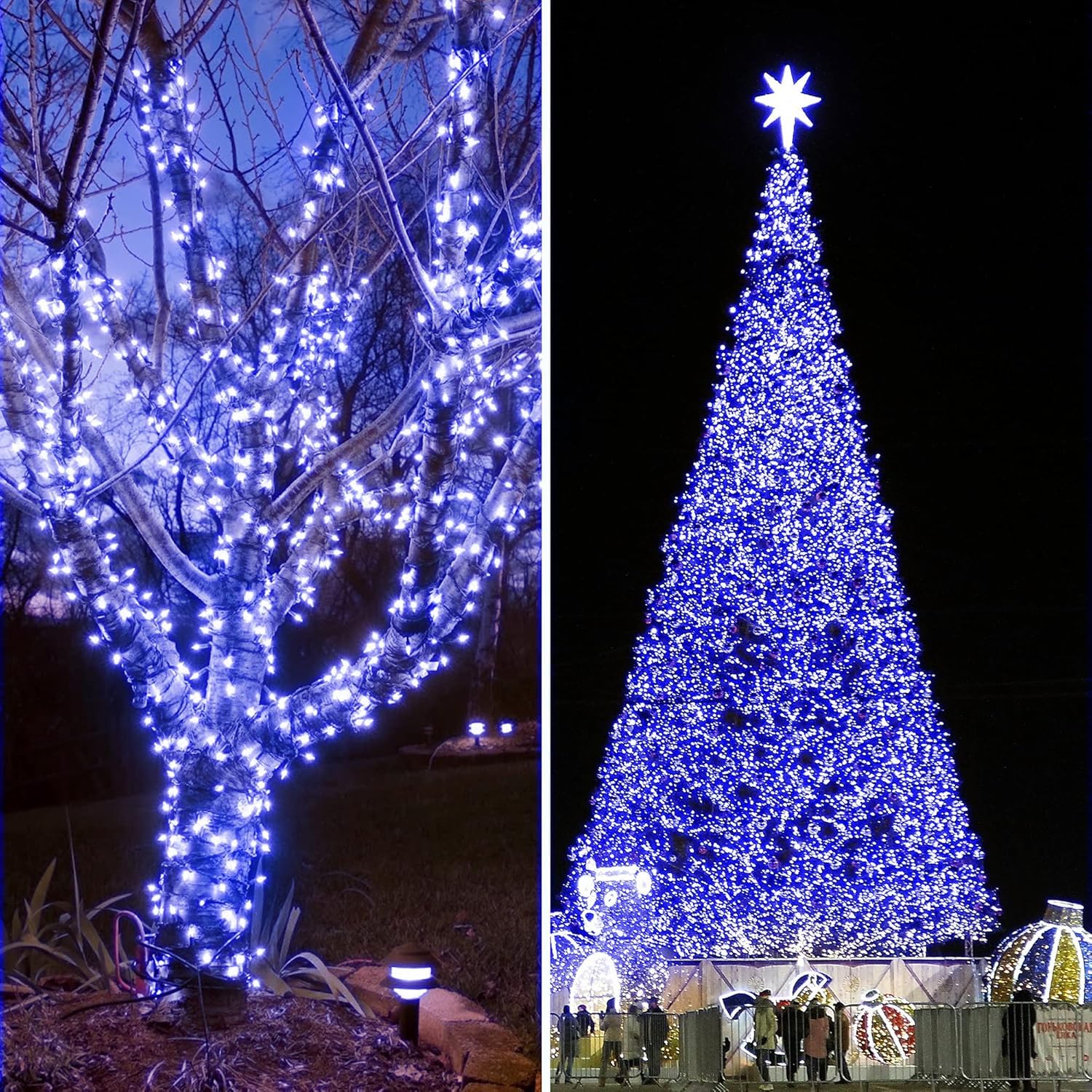 KNONEW Christmas String Lights, 600FT 1500 LED, Waterproof, 8 Modes, Dimmable, Blue, Model KN-1000-LIG168-01
