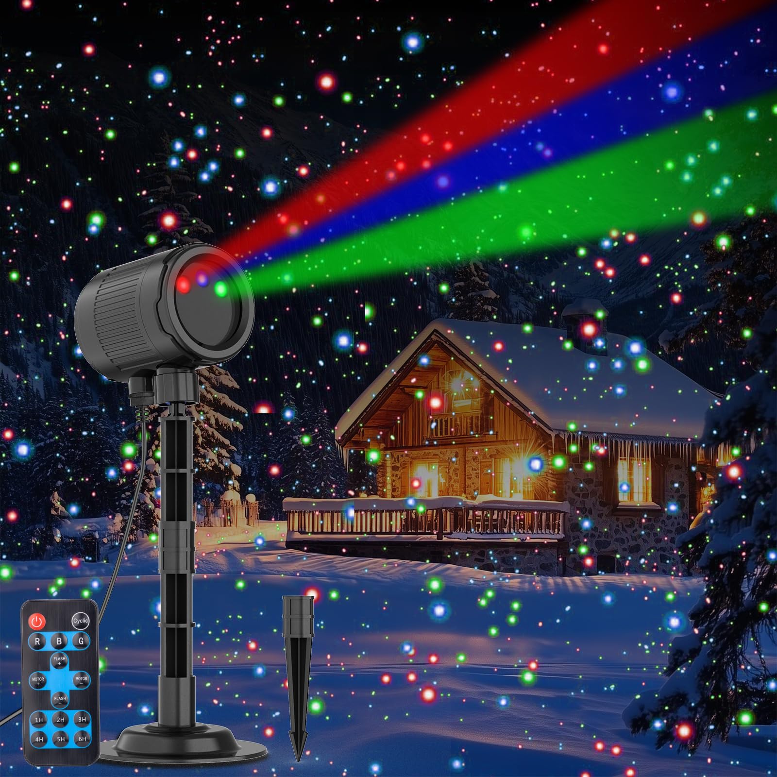 MXLATUU Christmas Laser Lights, RGB Laser Projector Light with RF Remote,Timer, Christmas Decorations Holiday Gift Projector for