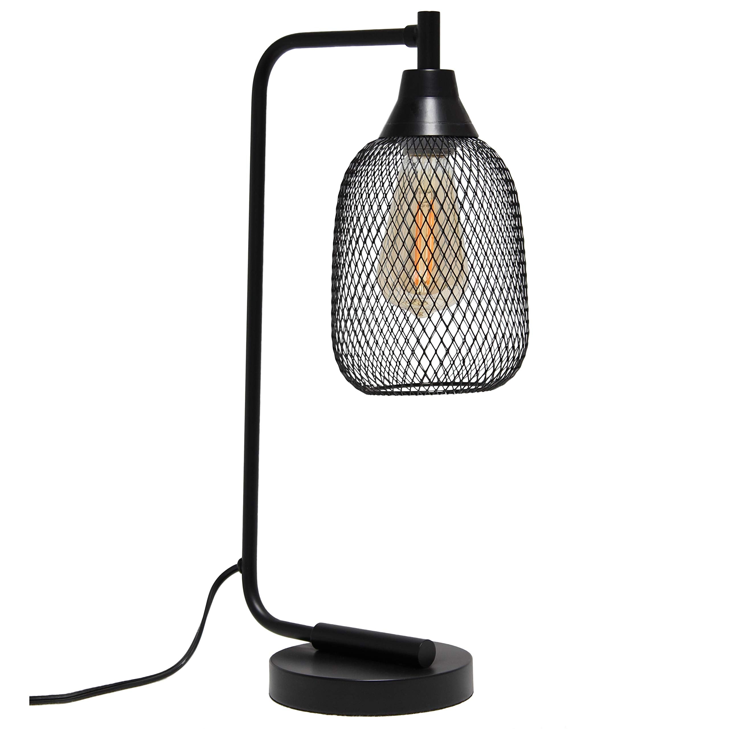 Simple Designs LD1060-BLK Table Desk Lamp, Mesh Wire, Iron, Matte Black