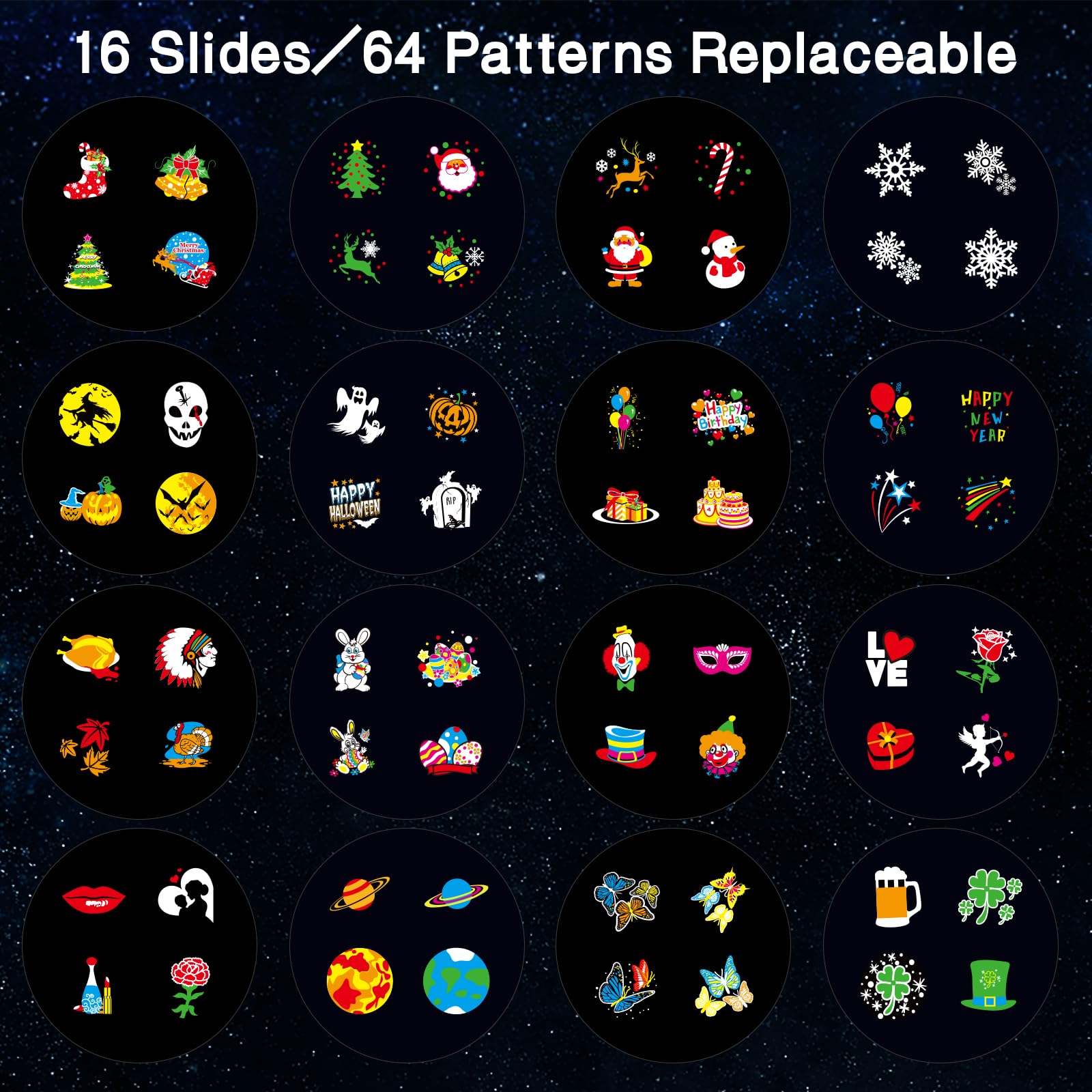 Segotendy Holiday Projector Lights Outdoor, Year Round 10 Theme 16 Slides, Waterproof Holiday Projector Lights With Remote Contr