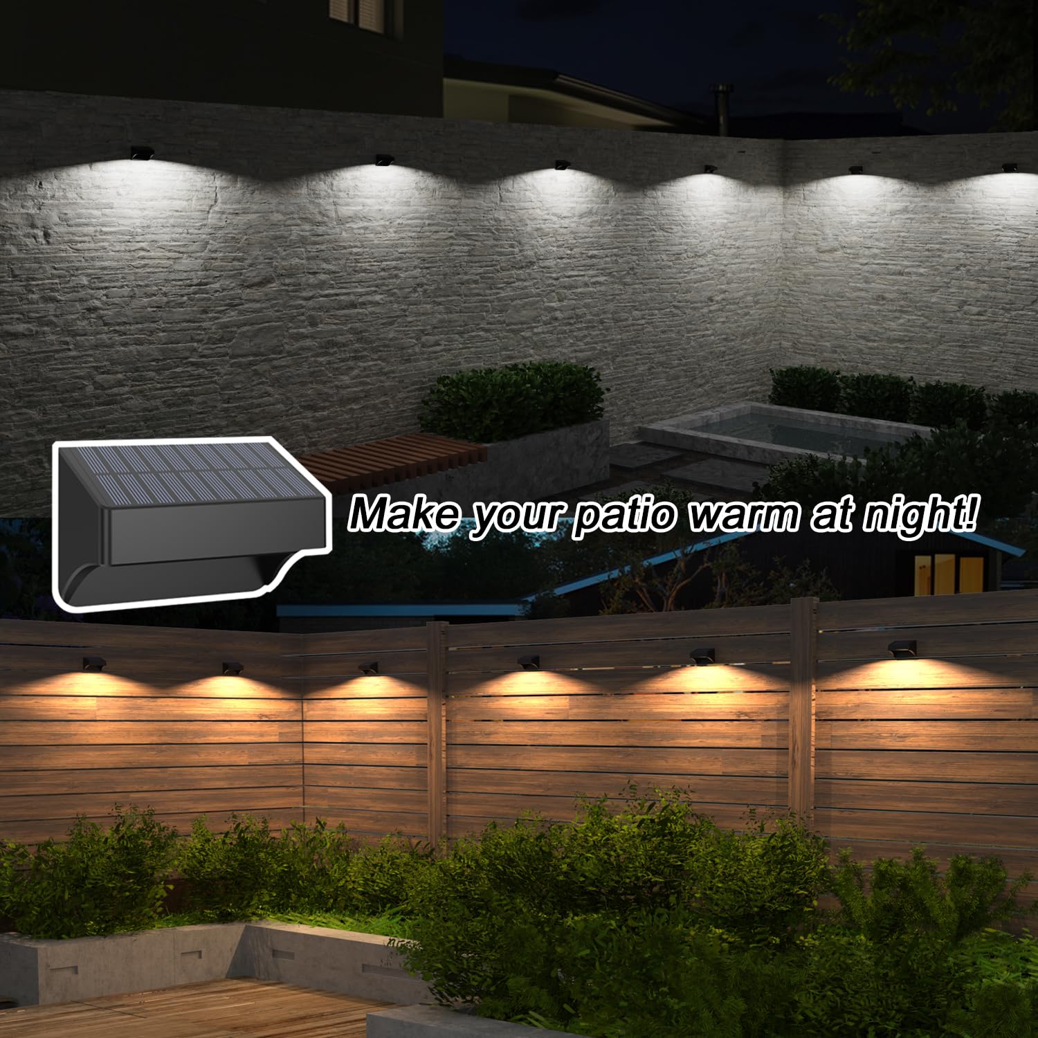 ZCXLIGHT Solar Fence Lights, Waterproof LED, RGB Color Changing, 12 Pack, Black, Model ZCXLIGHT001