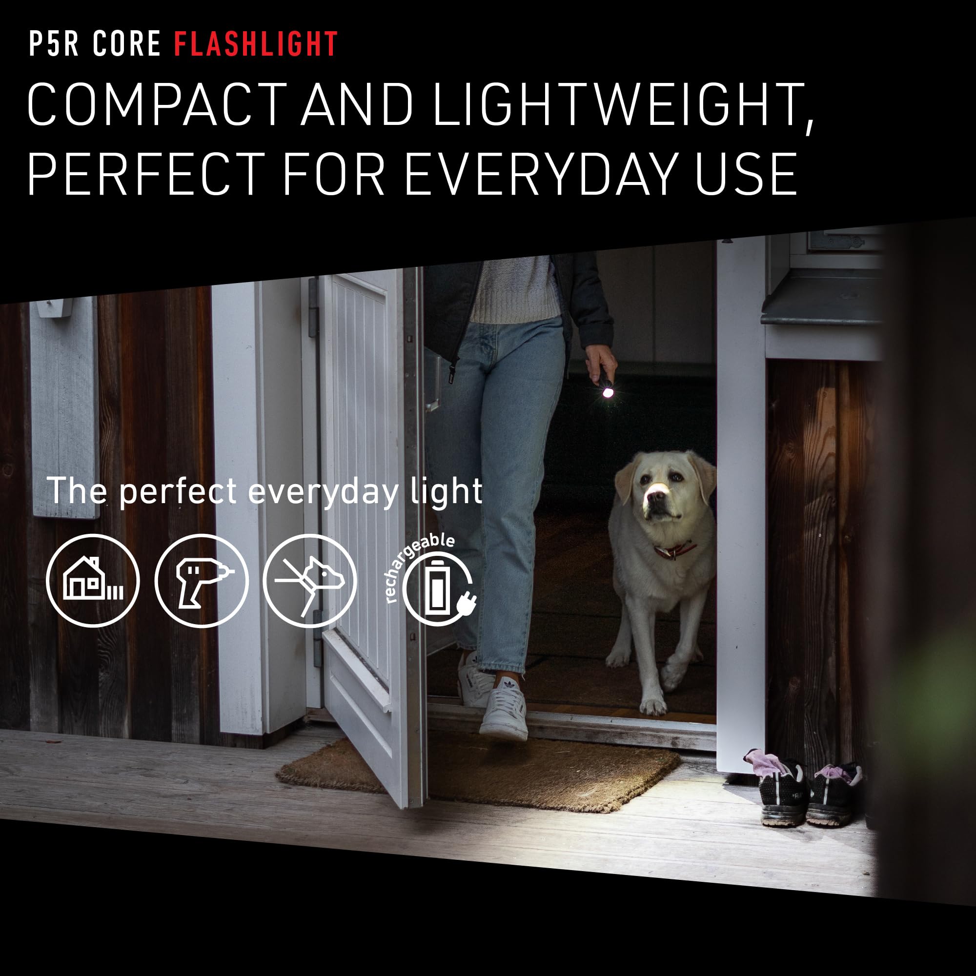 Ledlenser, P5R Core Rechargeable Flashlight, High Power LED, 500 Lumens, Waterproof Light for Home, Outdoor, Camping, and Emerge