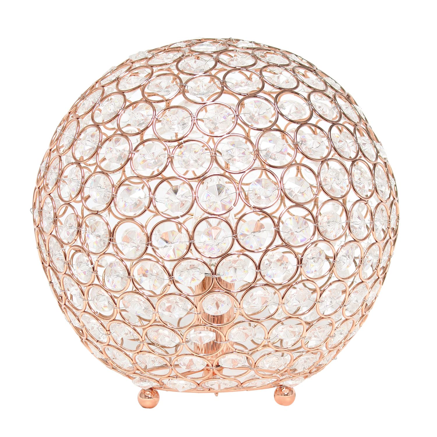 Lalia Home Table Lamp - Contemporary Metal Crystal Round Sphere - 10in - Rose Gold - Model 1270-LHT-3013-RG