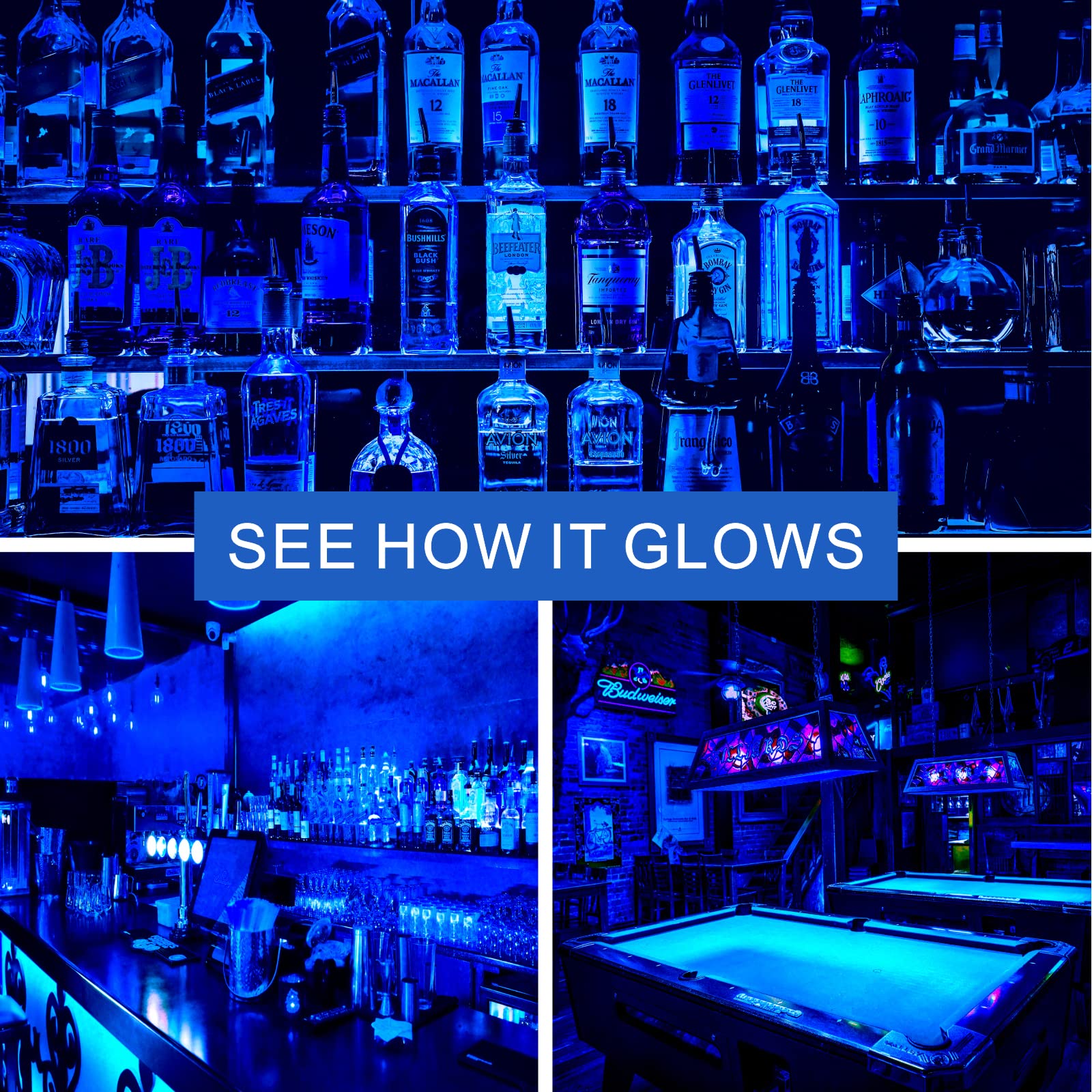 Gonhom A19 LED Blue Light Bulbs, 8 Pack, 9W Equivalent, E26 Base, Plastic, Ideal for Holiday & Party Decoration