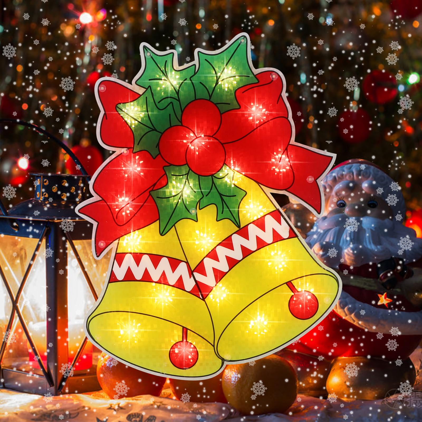 Lamphome 17&quot; 20L Bell Christmas Window Silhouette Lights Decorations, Lighted Bell Christmas Window Lights For Christmas,Party,Home,Patio Lawn,Garden