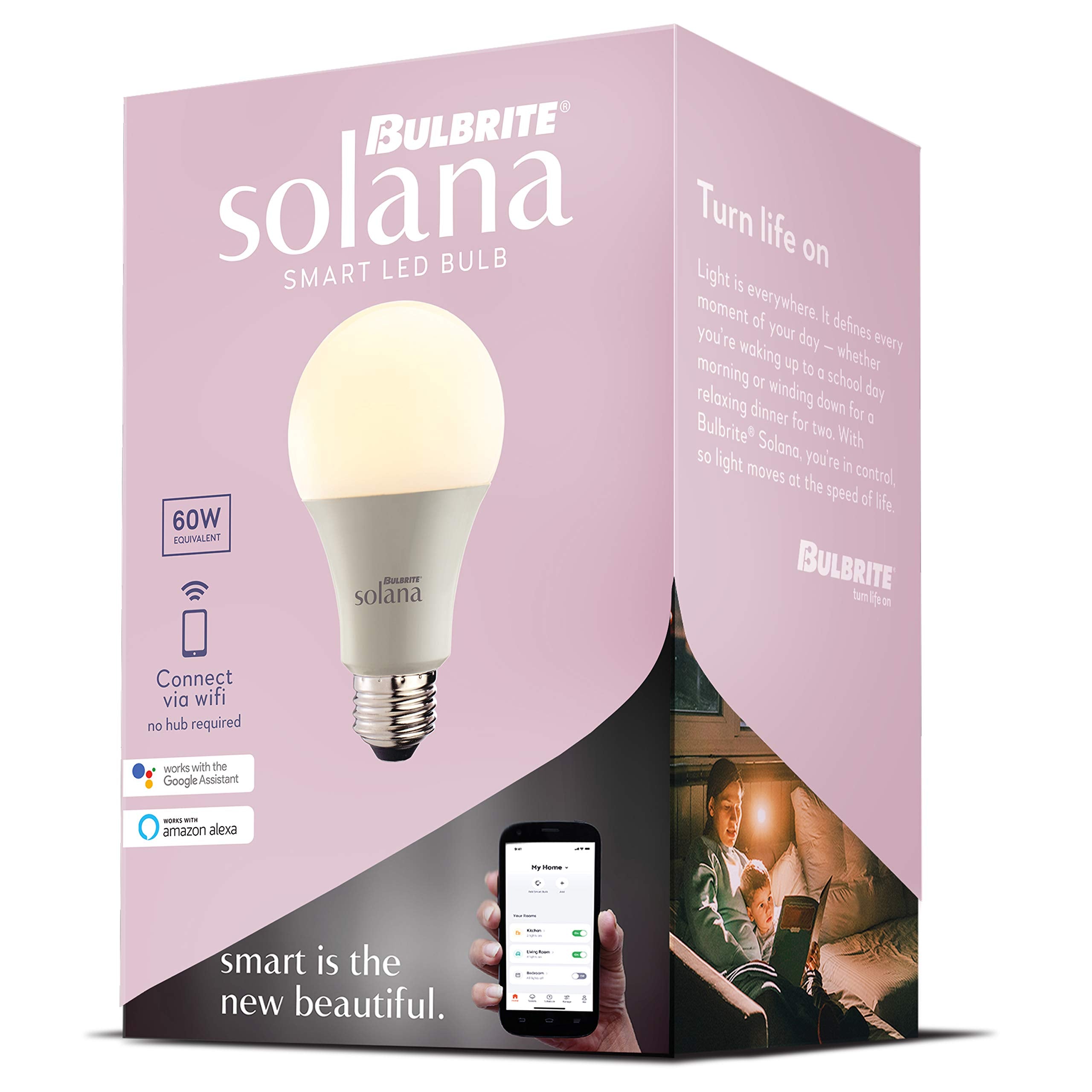 Bulbrite A19 Solana 2-Pack Wifi Connected Edison Filament Led Smart Light Bulb, 1 Count (Pack Of 1), Frost