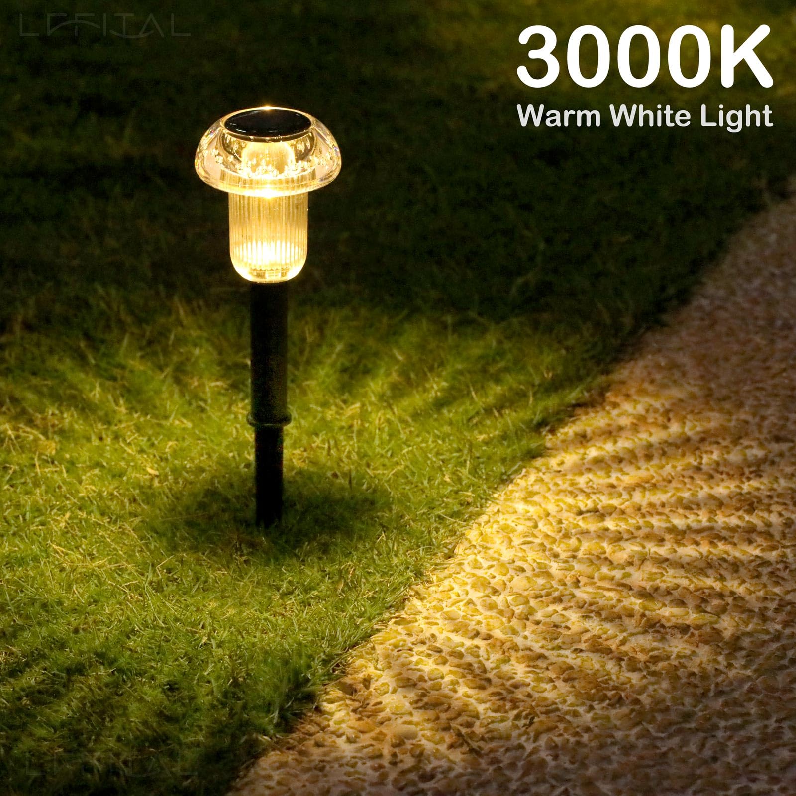 Lffital Solar Pathway Lights Outdoor 16 Pack Solar Mushroom Lights Outdoor Outside Led Lighting Stake Waterproof For Path  Lawn  Garden Driveway  Landscape Backyard Courtyard(Warm White)