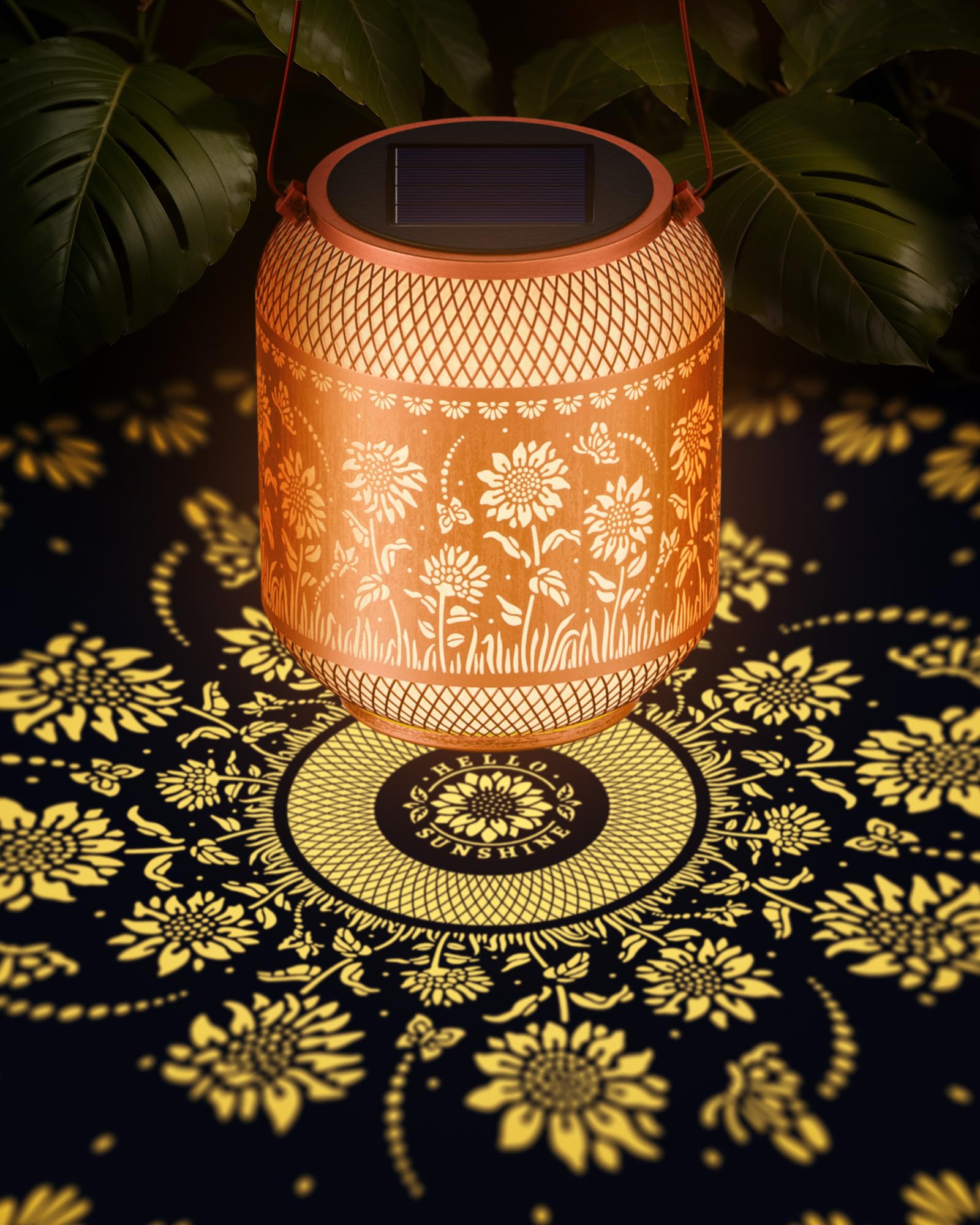 Sunflowers Solar Lanterns Outdoor Waterproof Decorative Garden Solar Lights for Outside Hanging Metal Ornaments Decor for Outside Lawn Patio Balcony Yard Sunflowers Gifts for Women