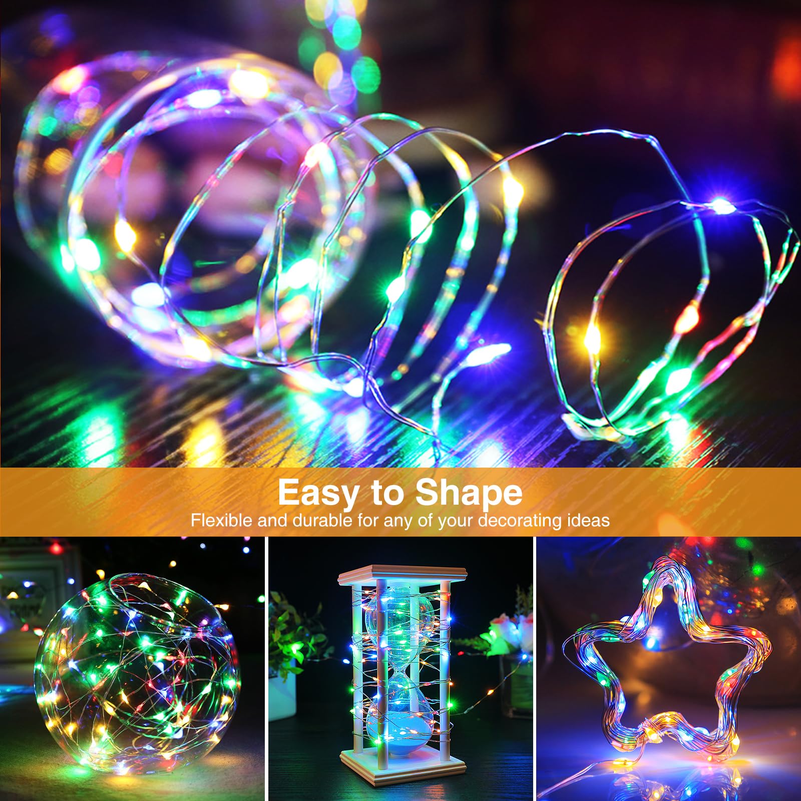 litogo 5 Pack Fairy Lights, 7FT 20LED Waterproof String Lights, Battery Operated Twinkle Lights, Multicolor for Indoor Decor