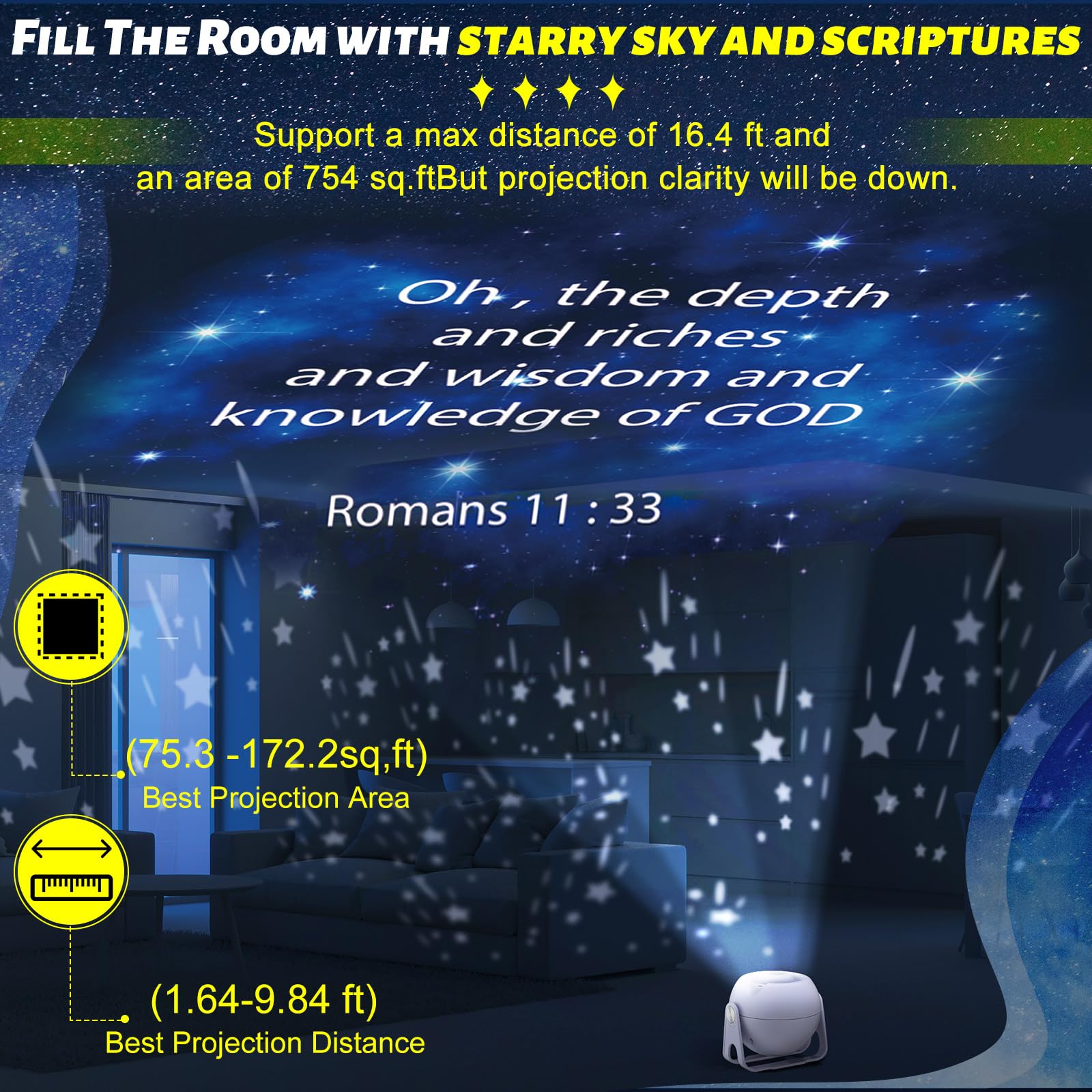Aurelema Bible Verses Galaxy Projector Night Light Set with 12 Discs, White, Model MJO-Aurelema-820
