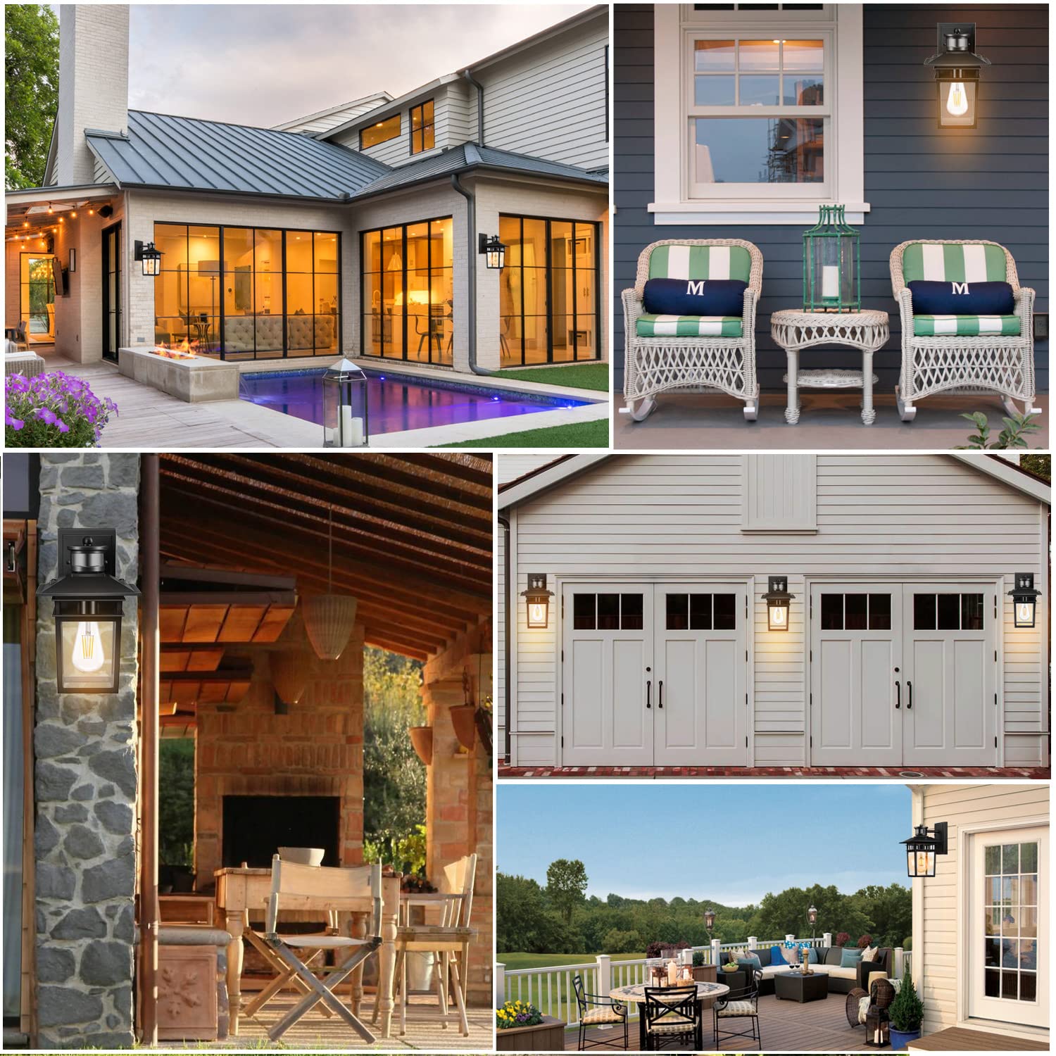 Hifeelen Motion Sensor Outdoor Wall Light, Dusk To Dawn, Waterproof Aluminum, Black Gold