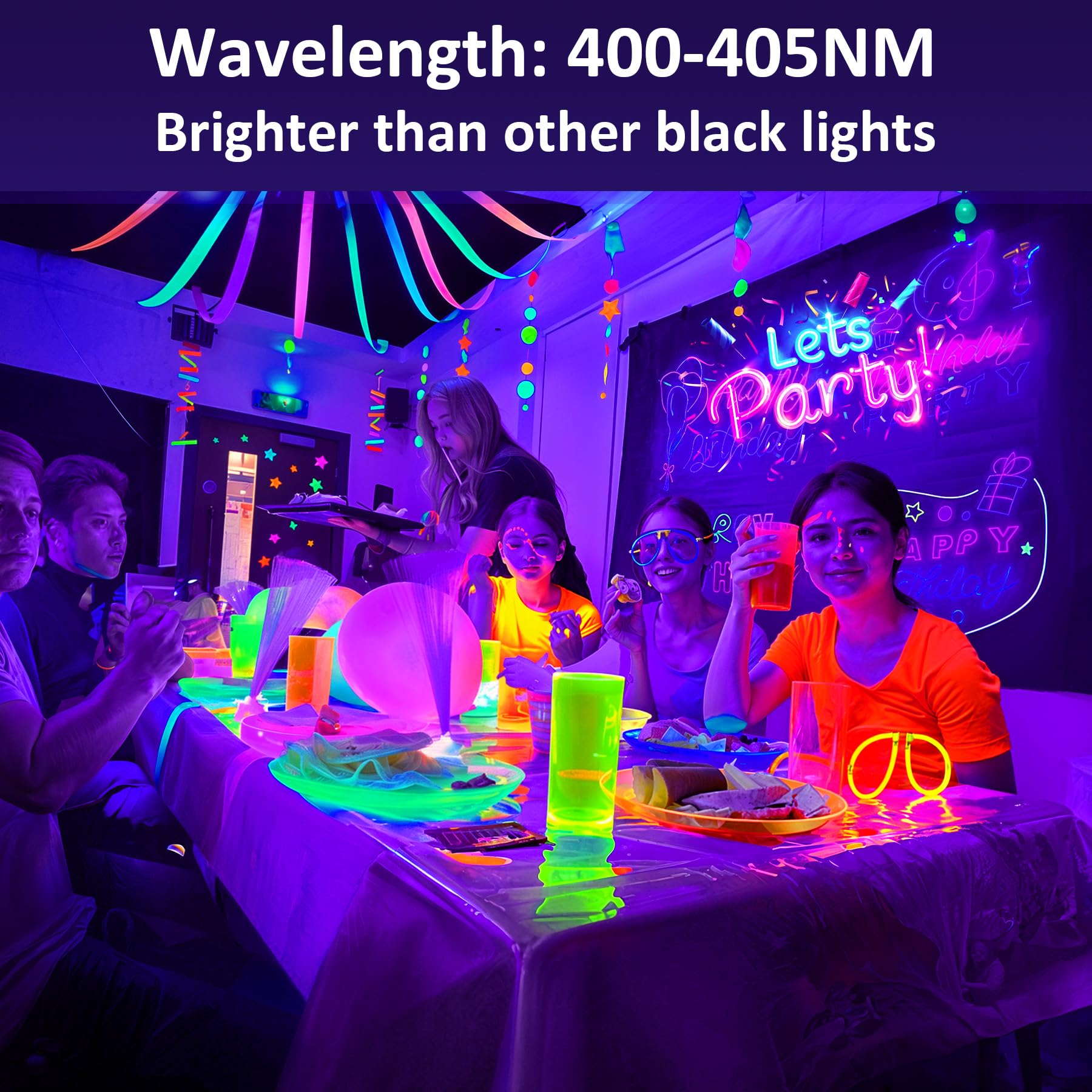 Crepow 2 Pack 200W Led Black Light, Blacklight Flood Light With Plug Switch, Ip66 Waterproof 3 Adjustable Brightness Black Light