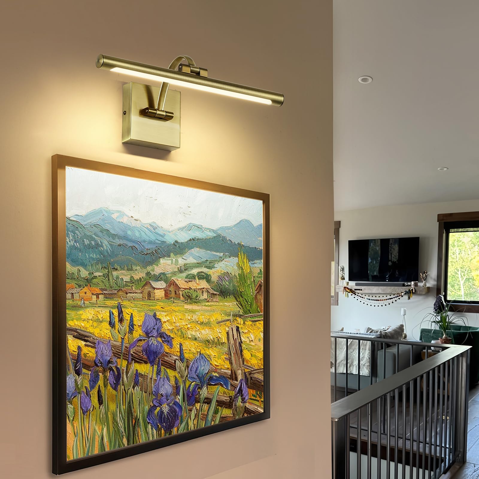 DESOOP Dimmable Picture Light - 15.75" Antique Bronze LED Art Lighting, Model 7115, Ideal for Wall Portraits and Artwork