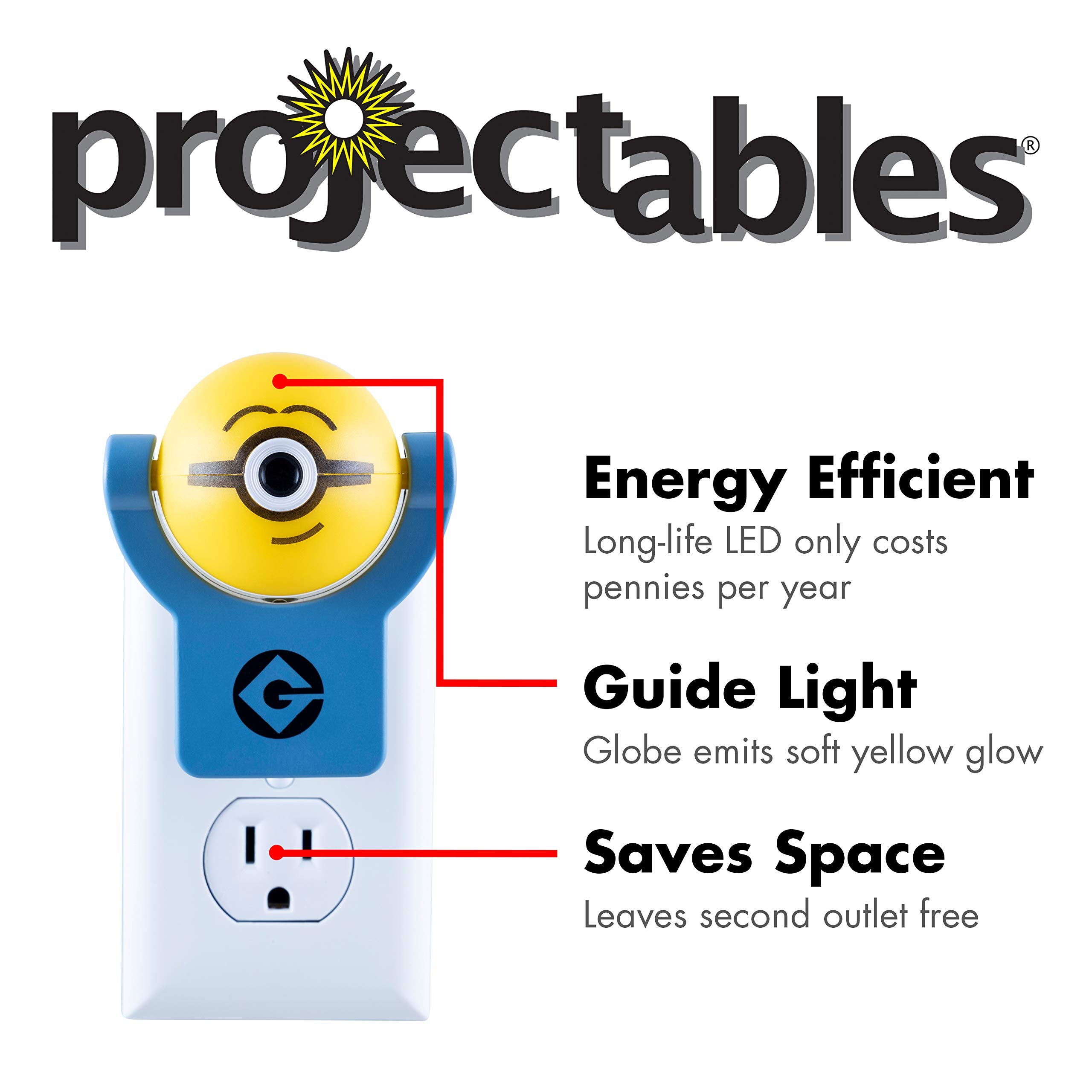 Projectables Minions Night Light, Light Sensing, Collector’s Edition, 1 Pack, Model 42029, Yellow, Projectable