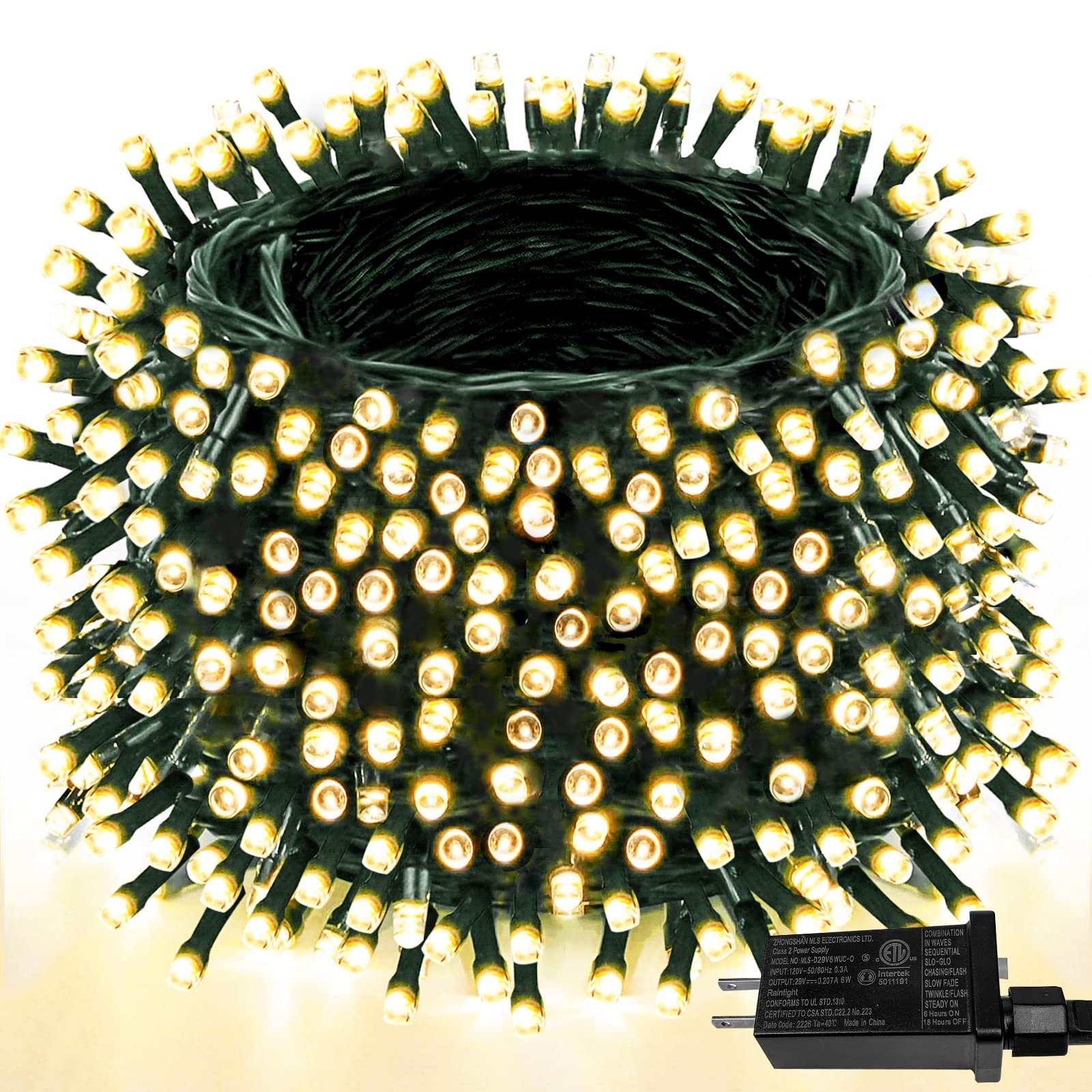 Upgraded Super Long 264Ft 800 Led Christmas String Lights Outdoor & Indoor, Memory Function Timer And 8 Modes, Green Wire Waterp