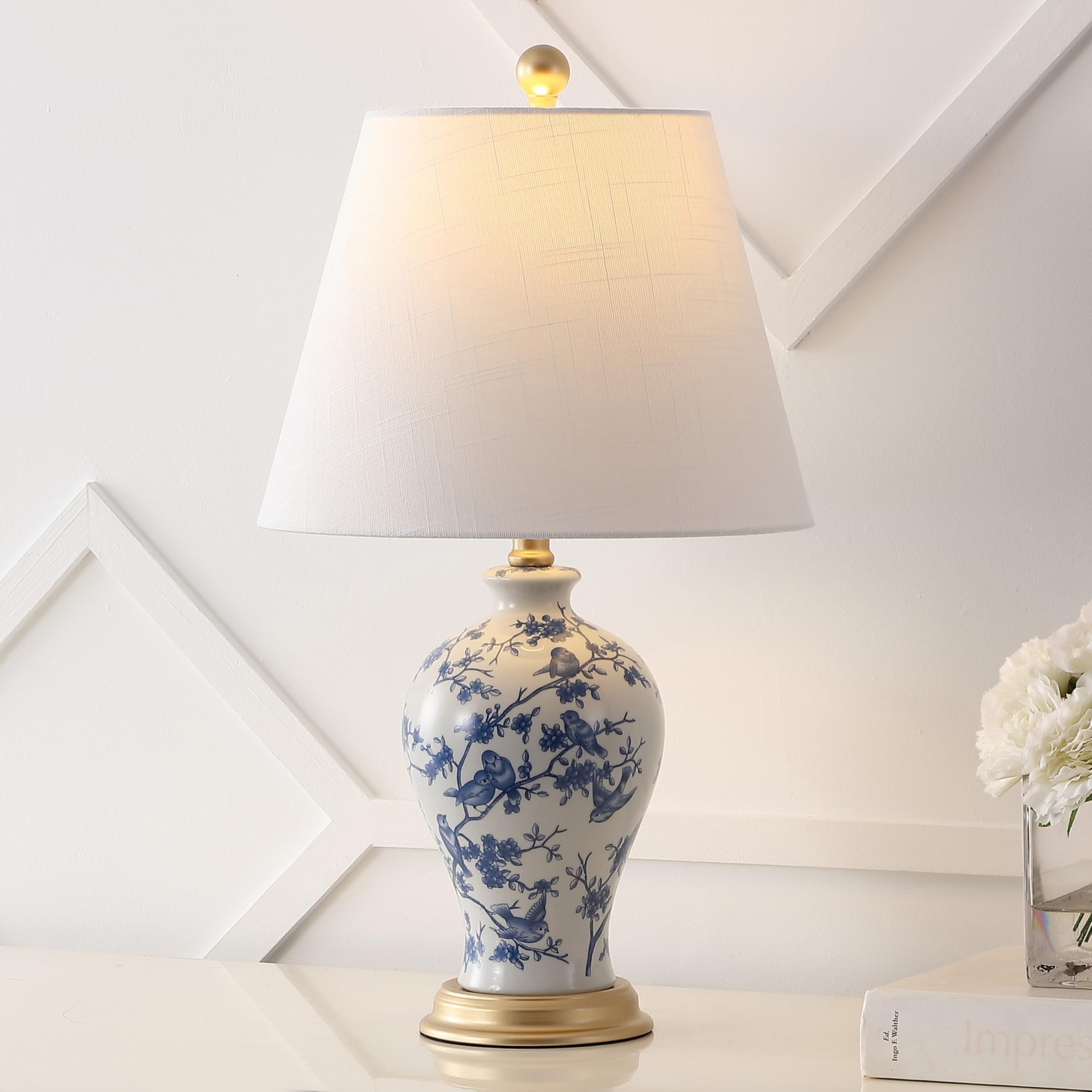 Jonathan Y Jyl3009B Grace 24'' Floral Classic Led Table Lamp Cottage Traditional Bedside Desk Nightstand Lamp For Bedroom Living