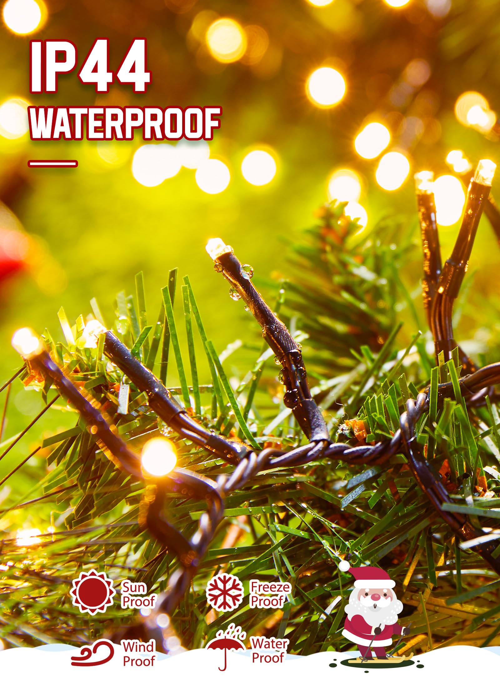 Minetom 100Ft 2000 Led Cluster Lights Christmas Tree Lights Outdoor Christmas Firecrackers String Lights, 12 Modes Timer Remote