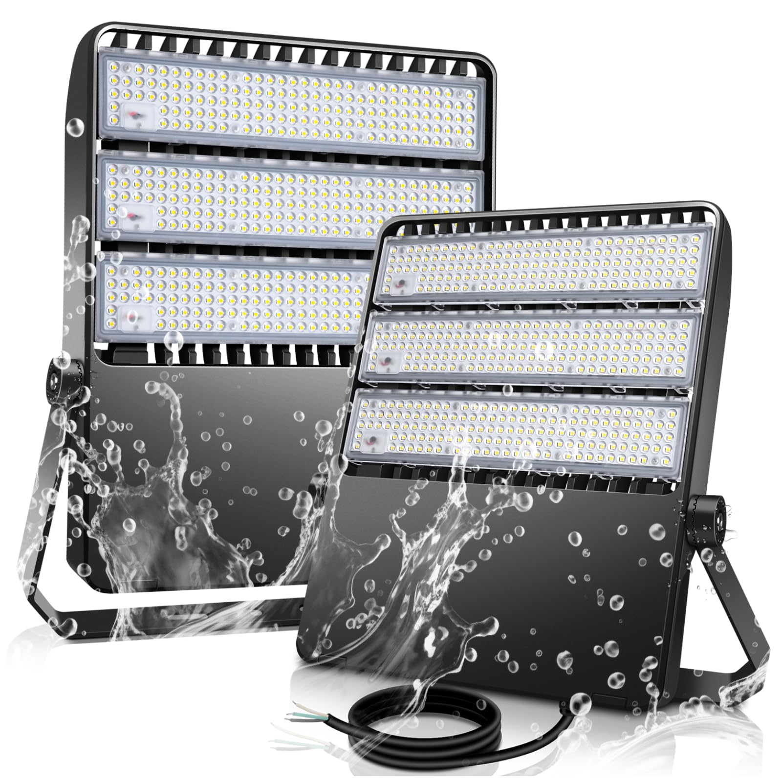 Tomourd 2 Pack 58000LM LED Stadium Light 360W, Ultra-Bright Outdoor Flood Light Fixture with Adjustable Trunnion Bracket, 5000K 