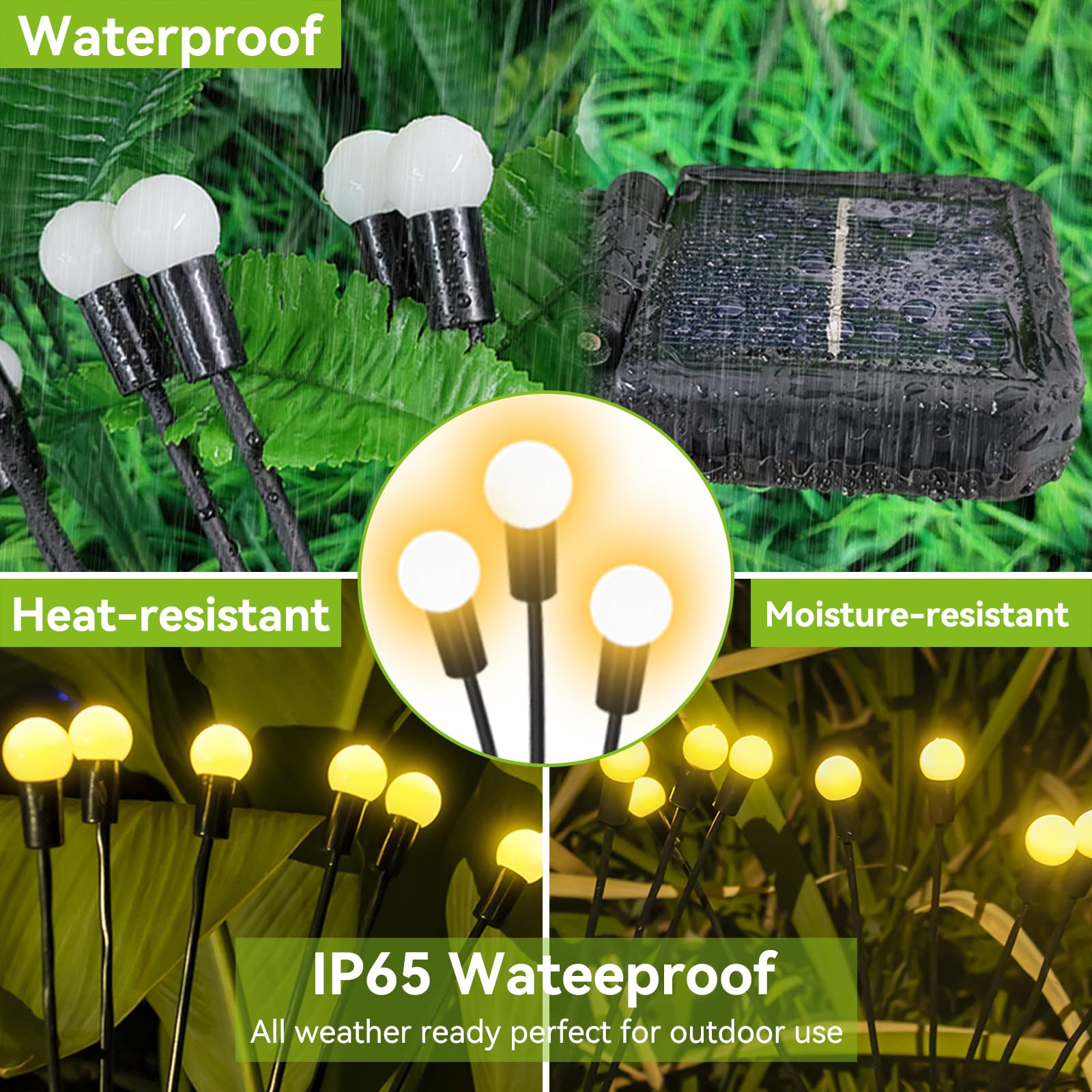 Solar Garden Lights Outdoor Waterproof, 4 Pack 32 Led Decorative Solar Swaying Lights, Solar Firefly Lights Outdoor Garden Decor